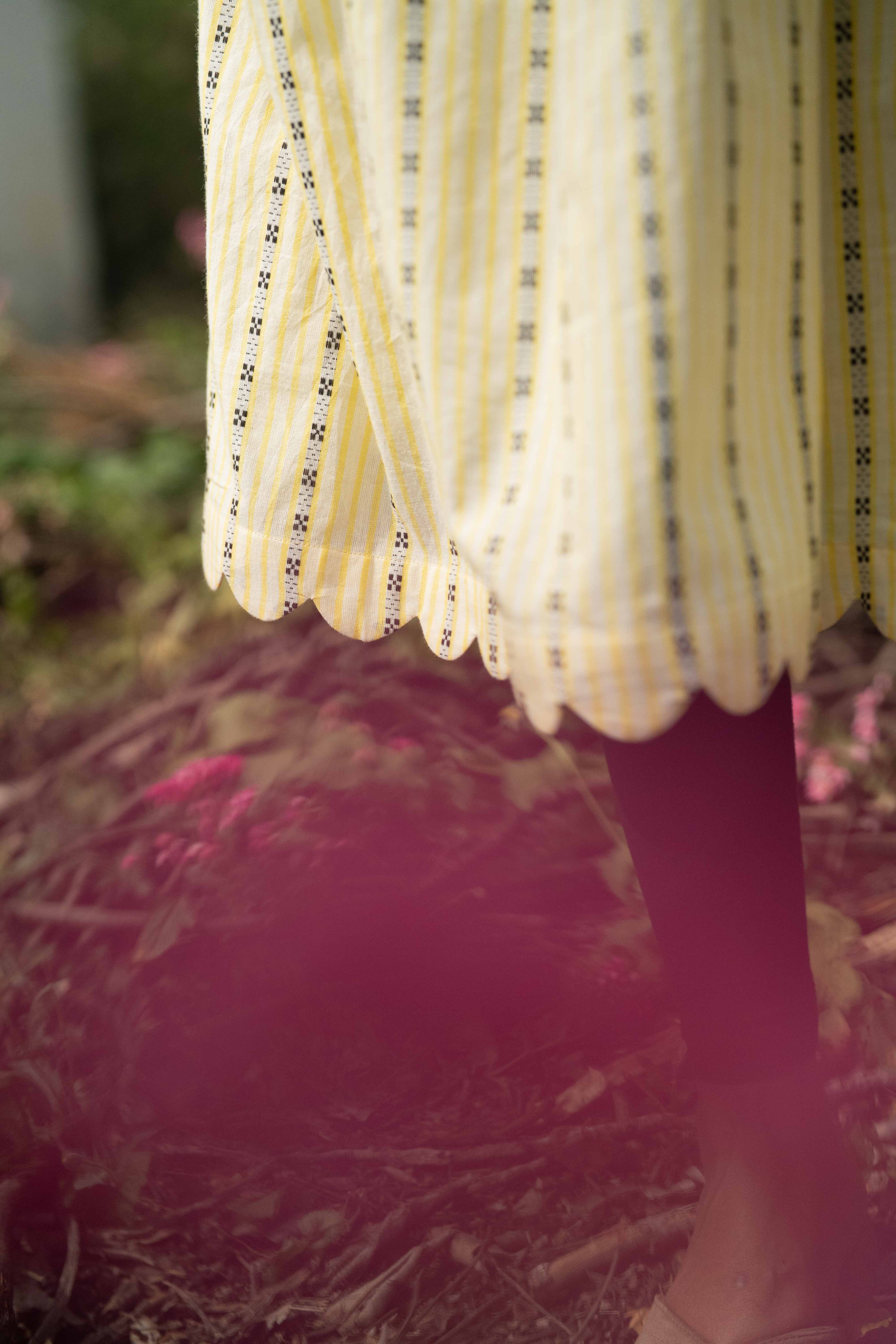 Yellow Scallop Cotton Kurta