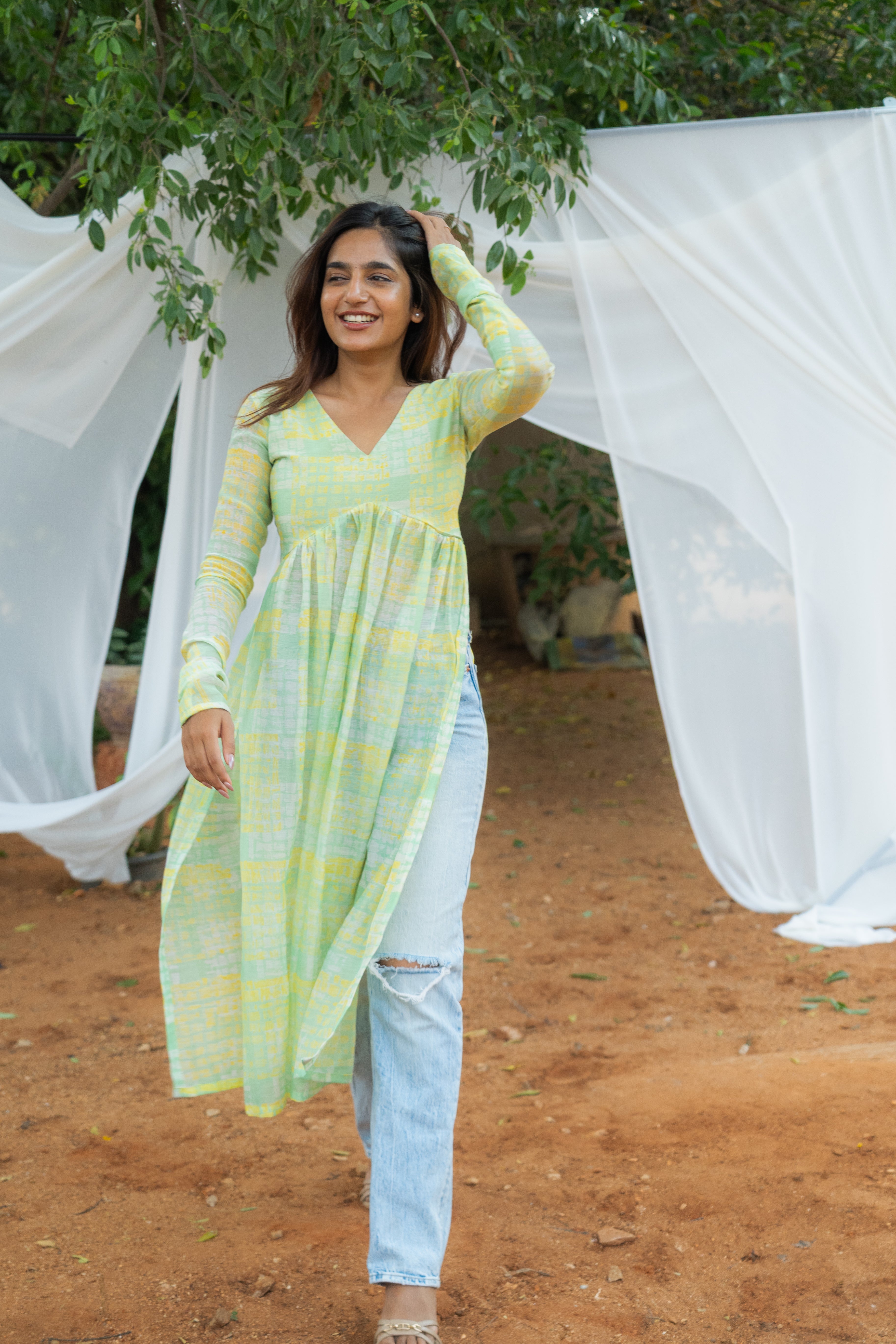 Pure Mul chanderi Alia cut Top