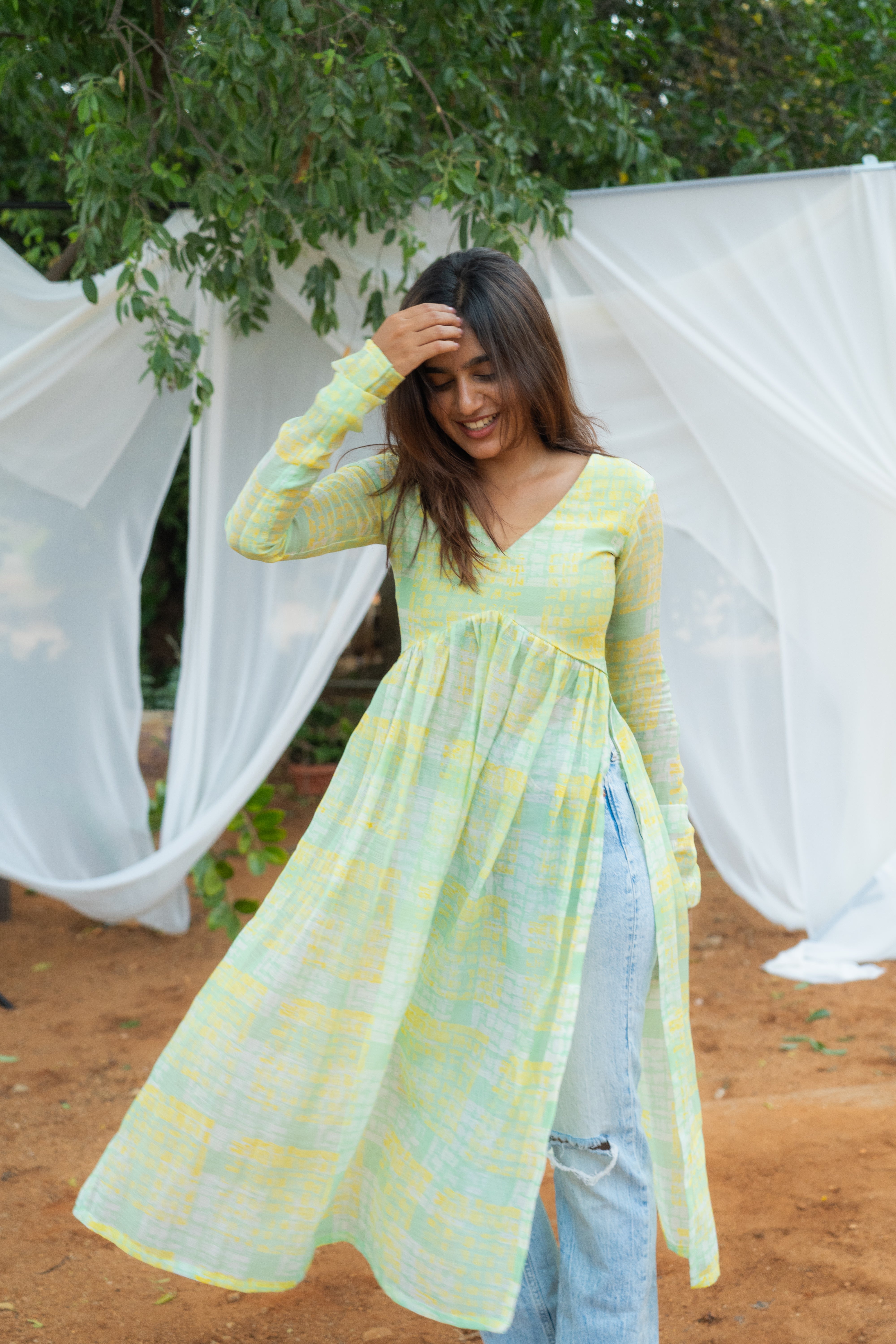 Pure Mul chanderi Alia cut Top