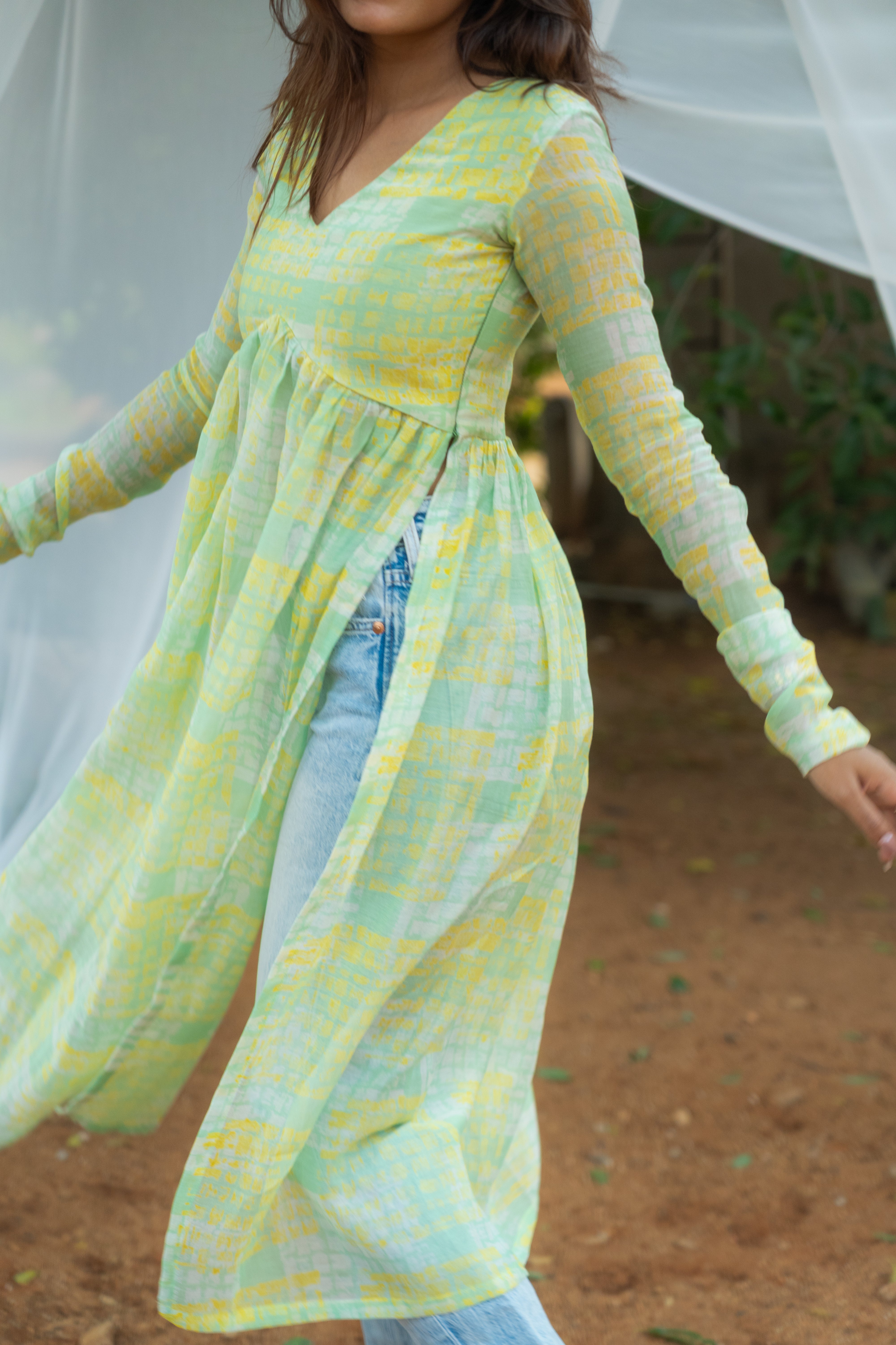 Pure Mul chanderi Alia cut Top