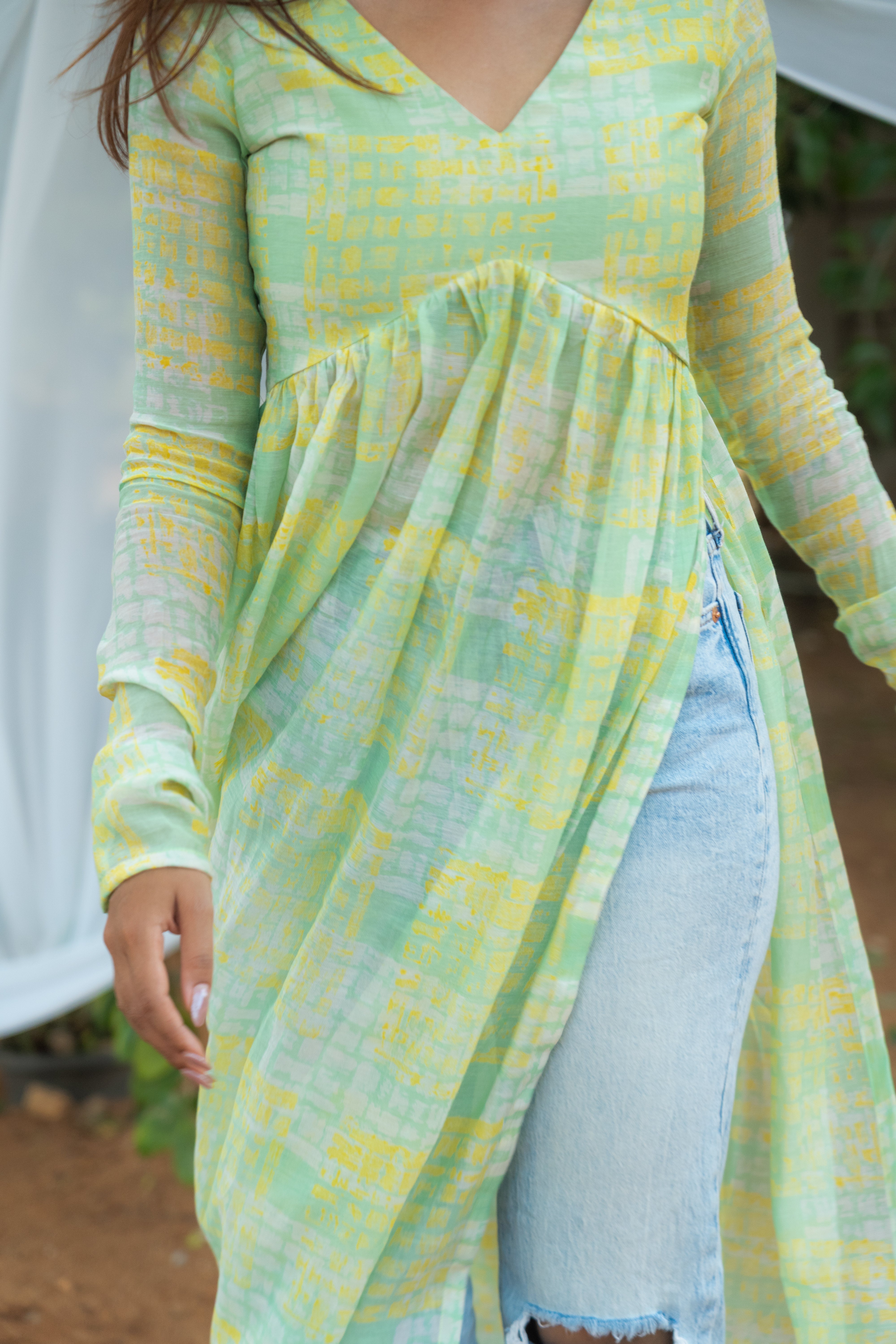 Pure Mul chanderi Alia cut Top