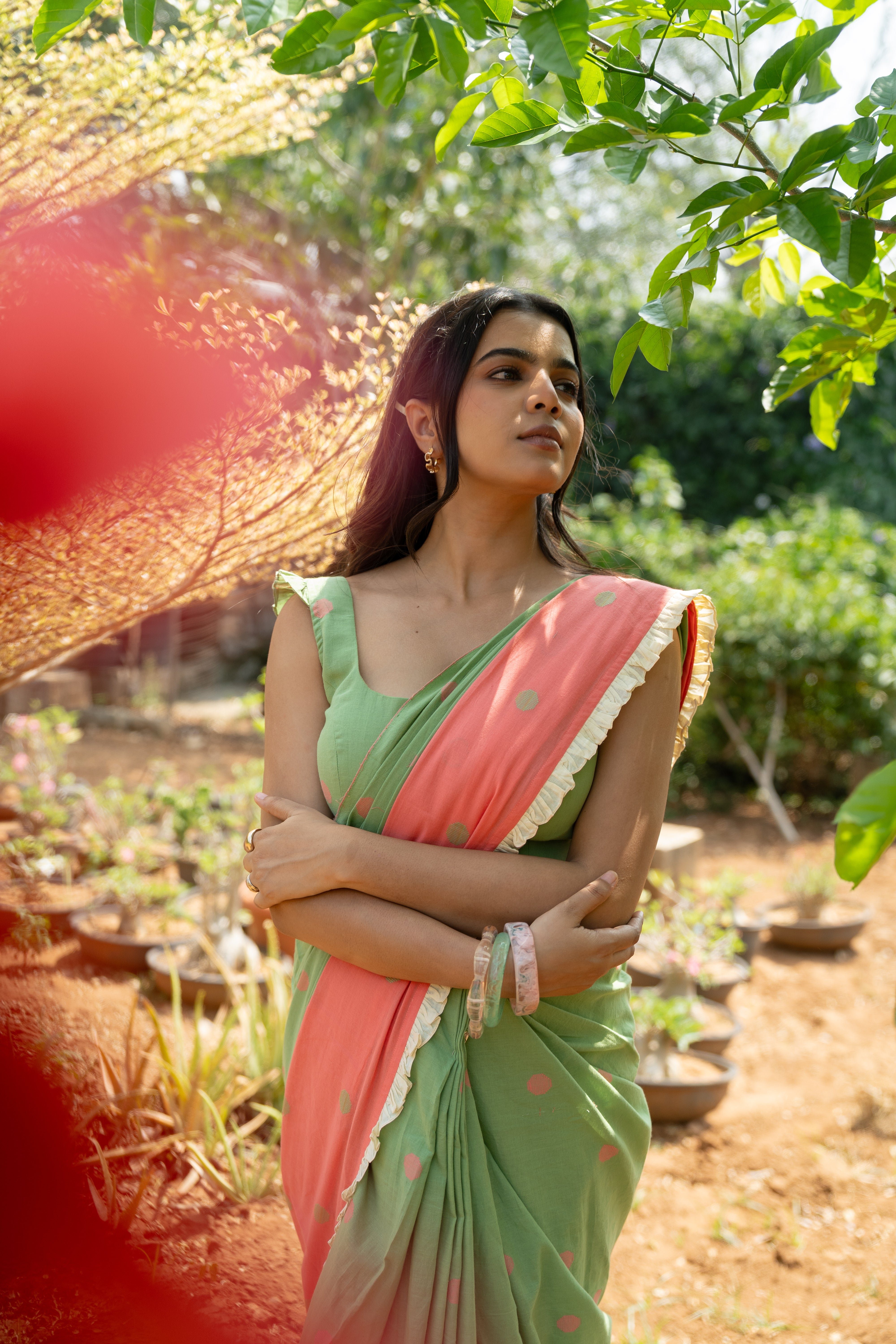 Pistachio Tuli Saree