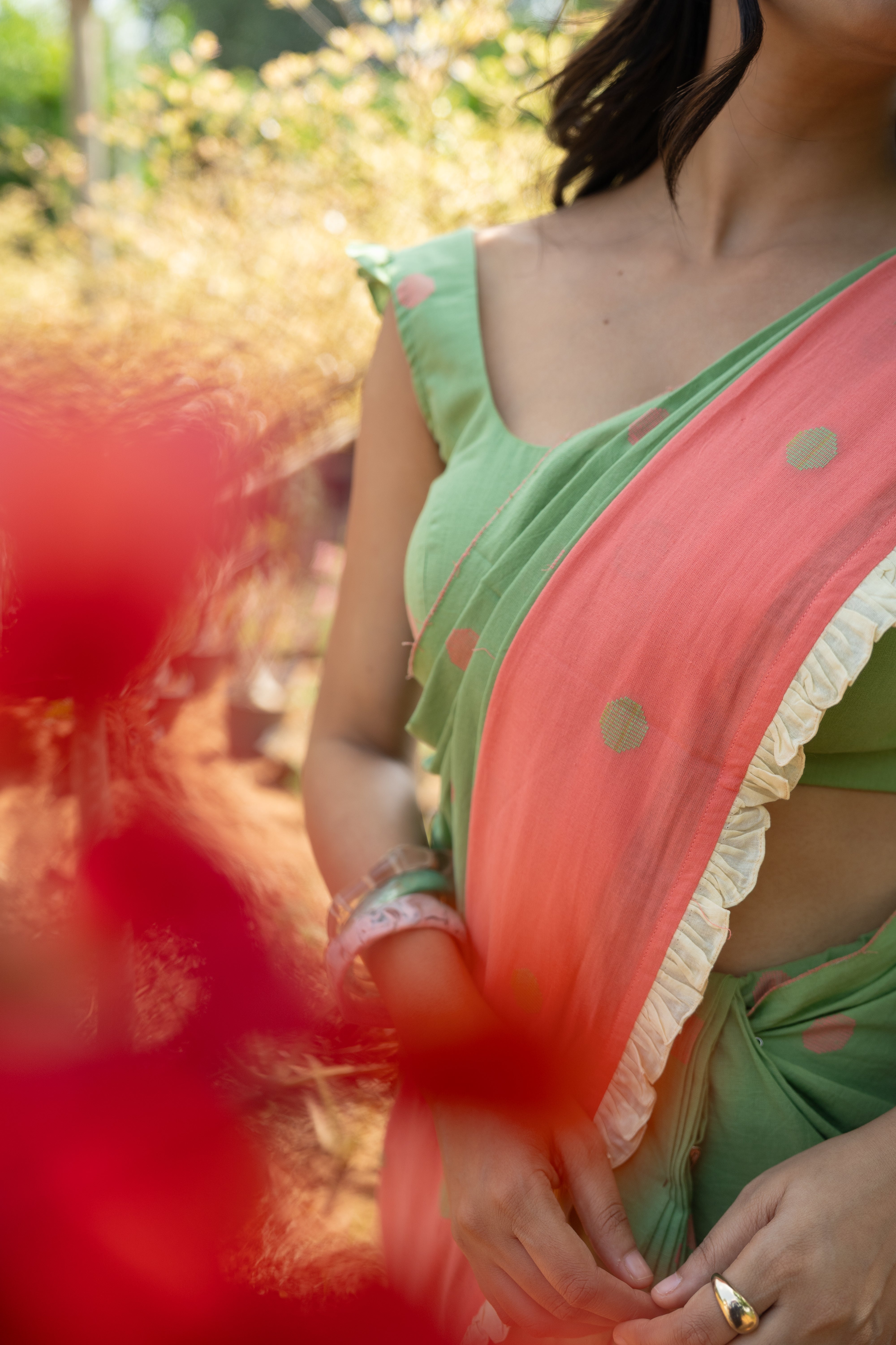 Pistachio Tuli Saree