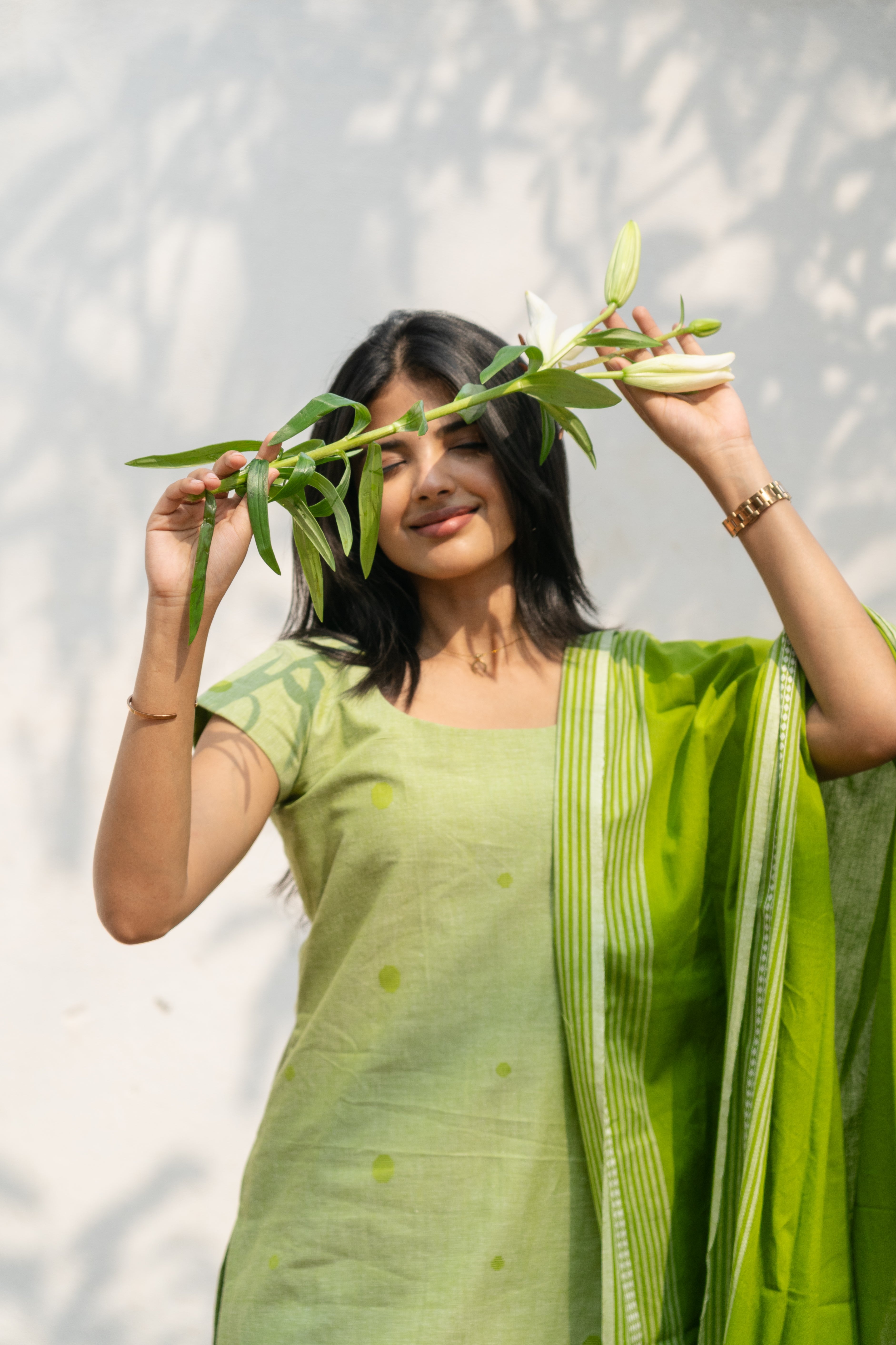Green cotton Kadhambari set
