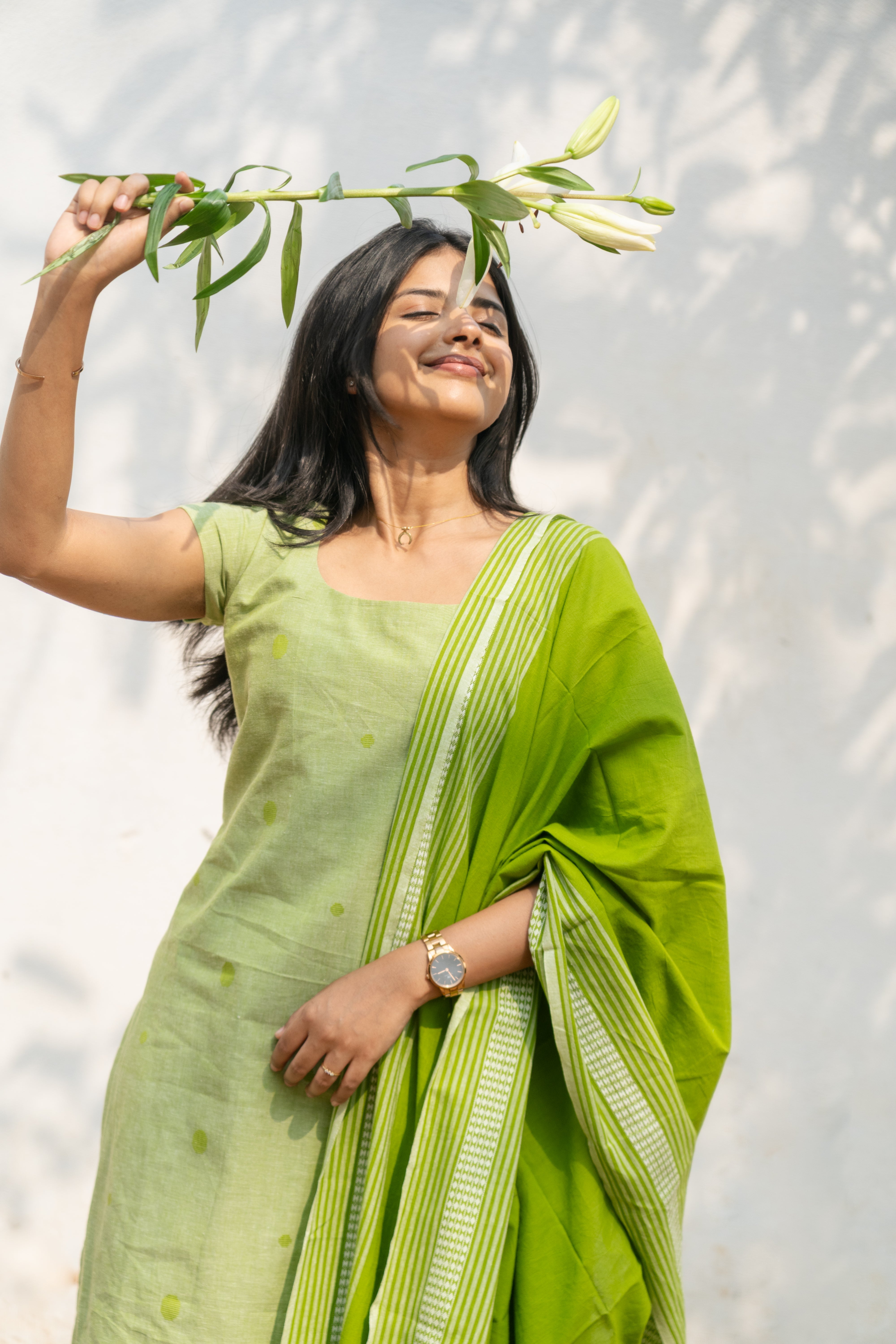 Green cotton Kadhambari set