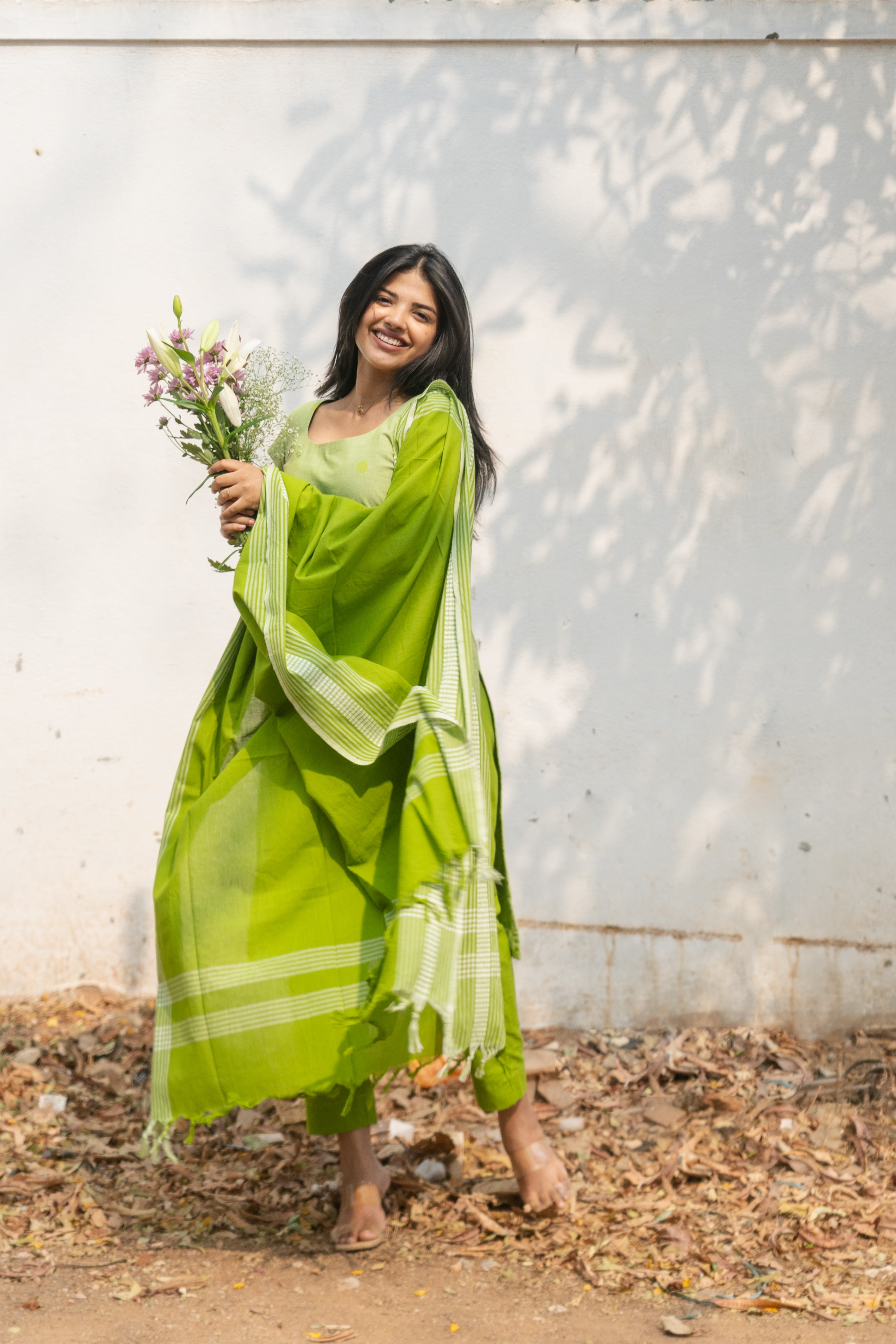 Green cotton Kadhambari set
