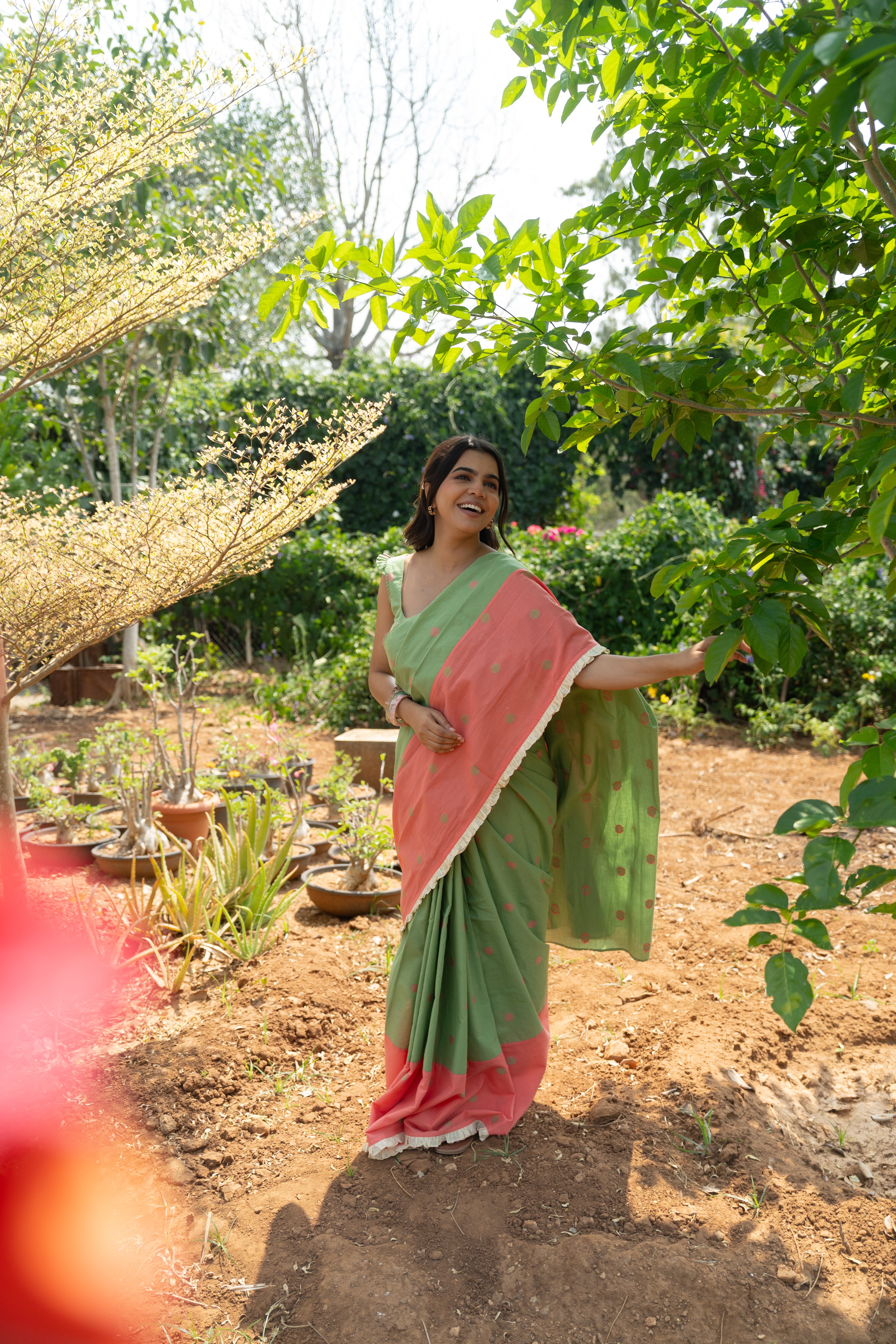 Pistachio Tuli Saree