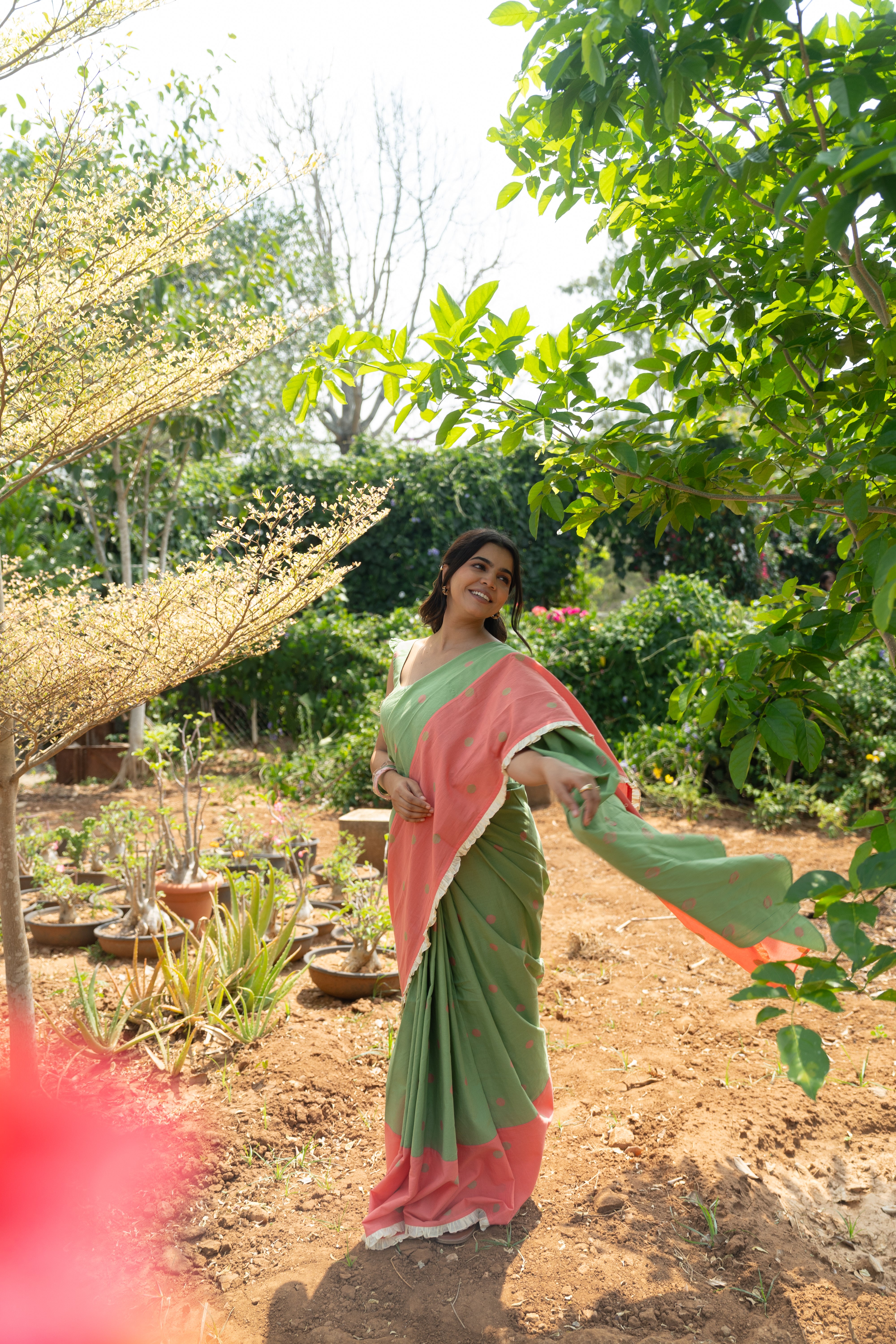 Pistachio Tuli Saree