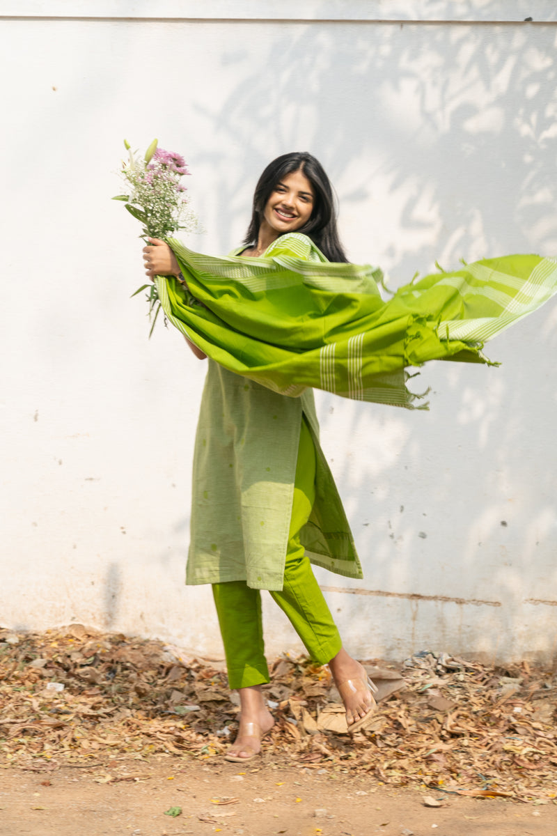 Green cotton Kadhambari set