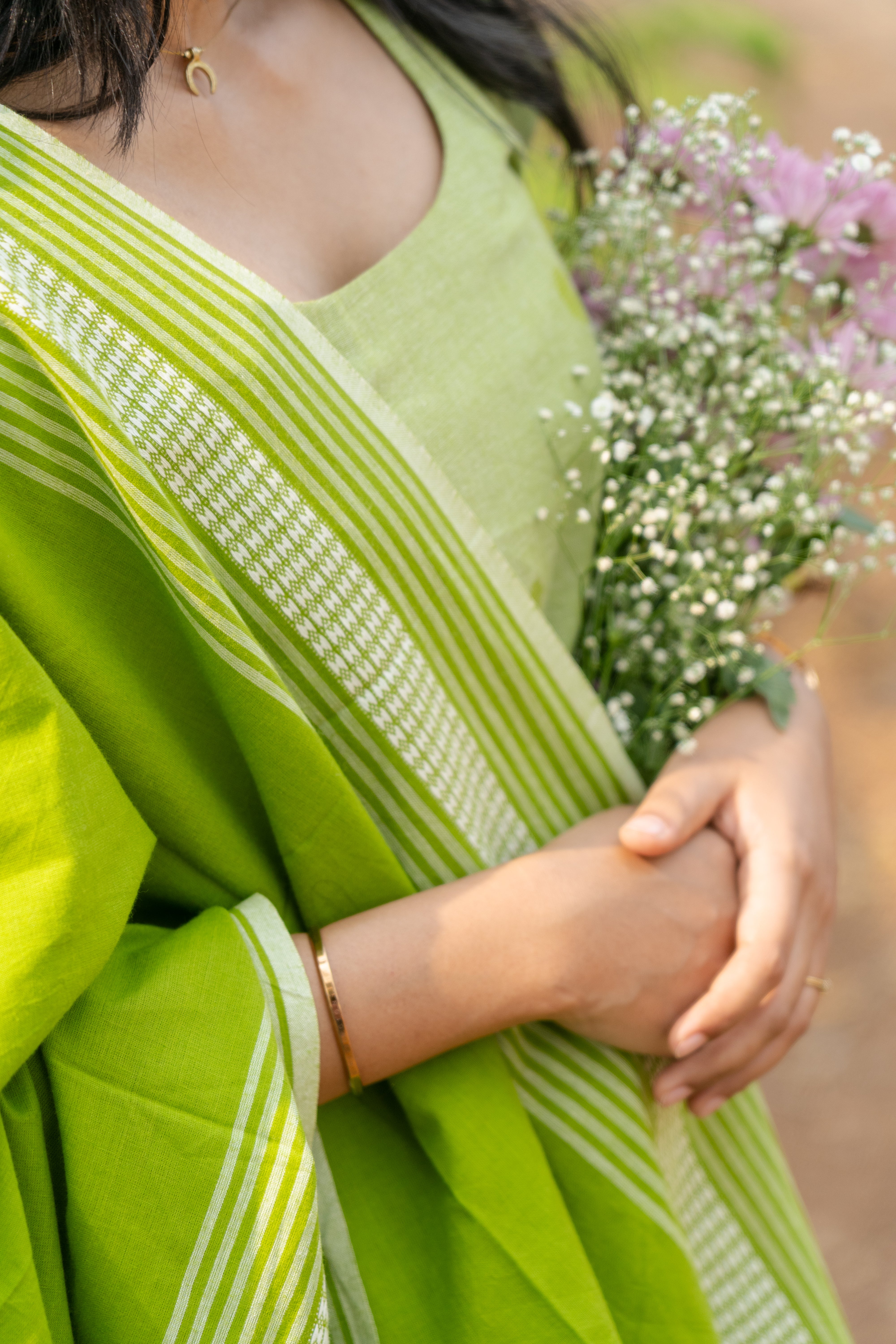 Green cotton Kadhambari set