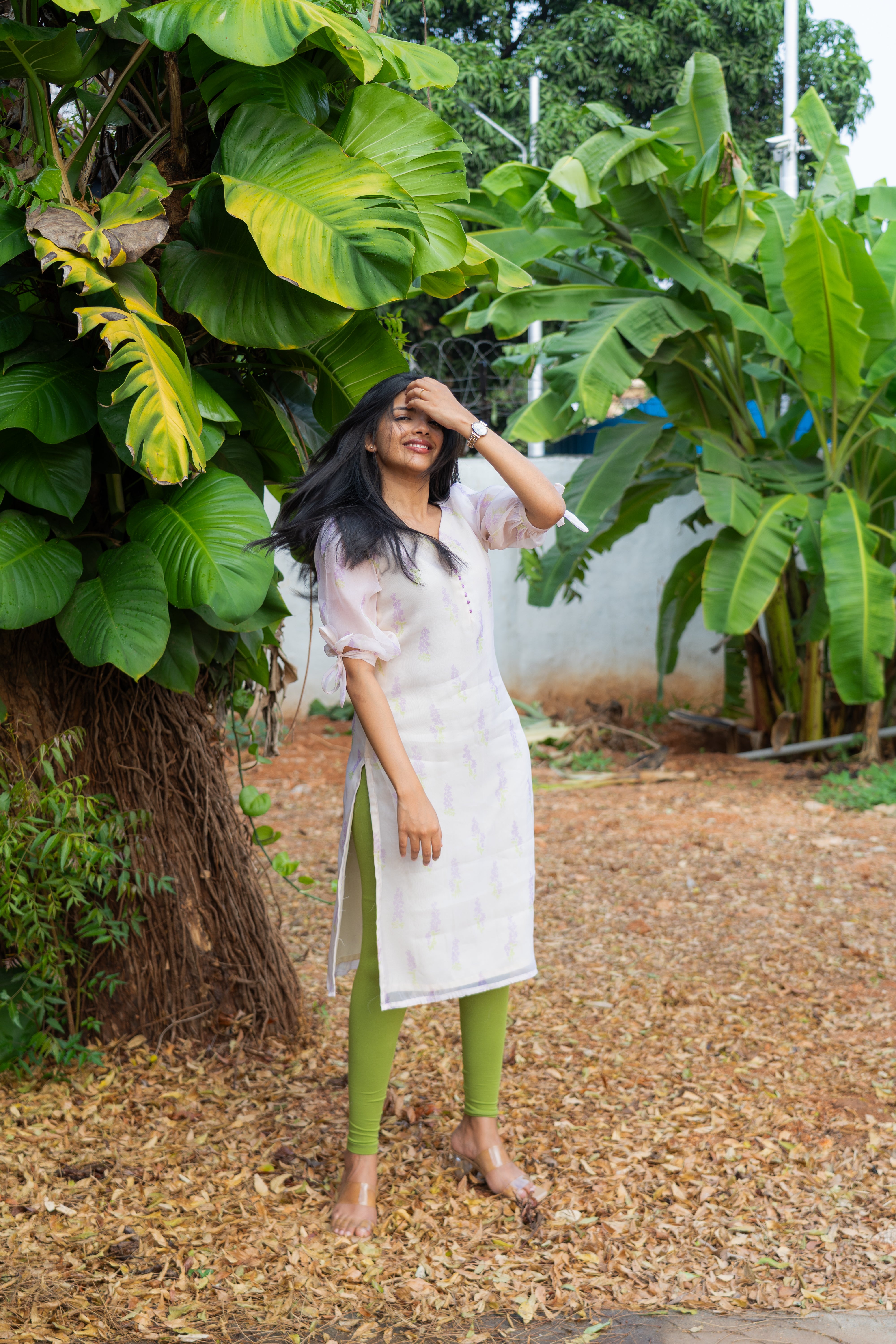Lavender floral organza kurti