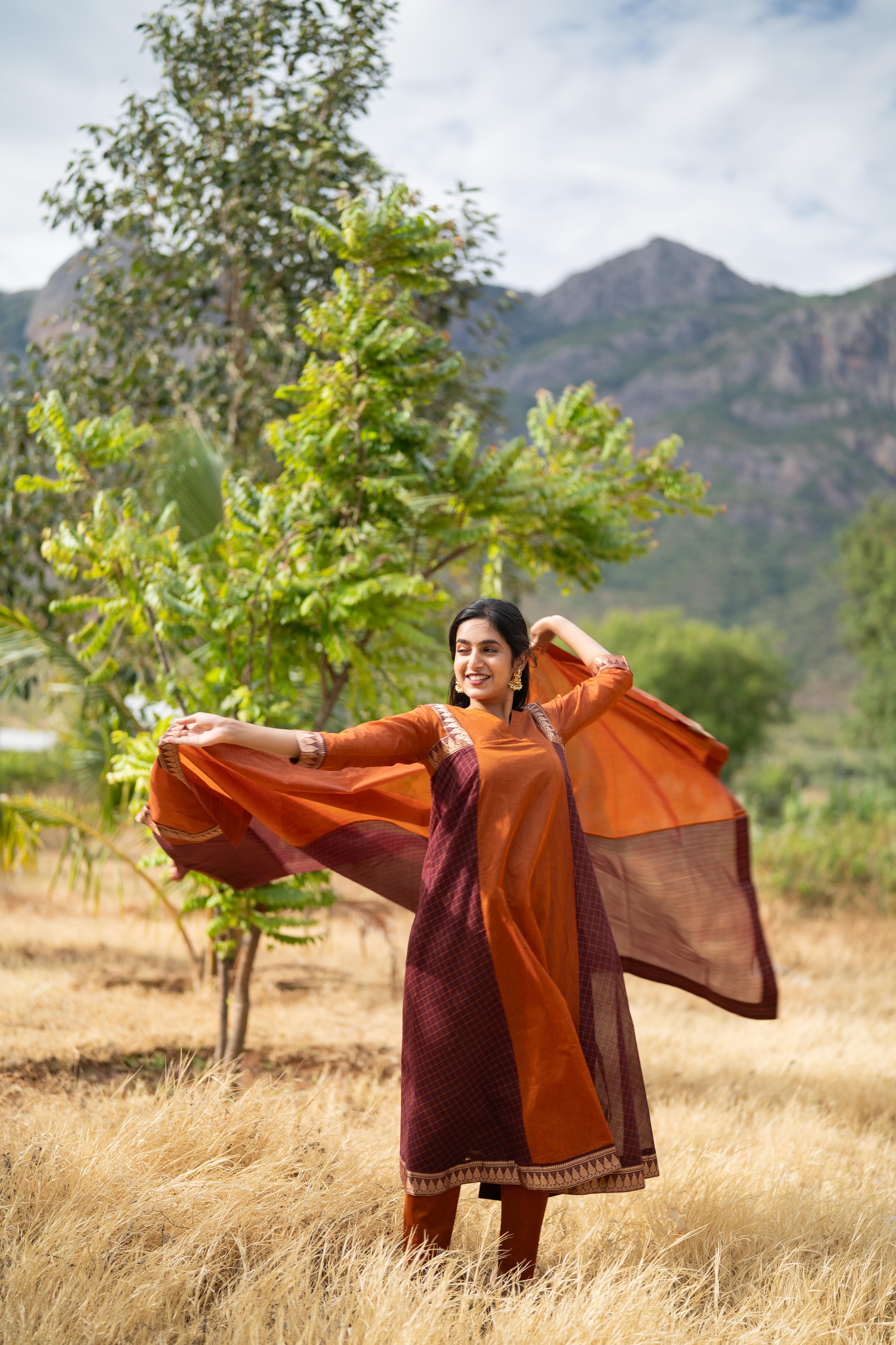 Bhoomi Brown Kanchi Cotton Anarkali Set