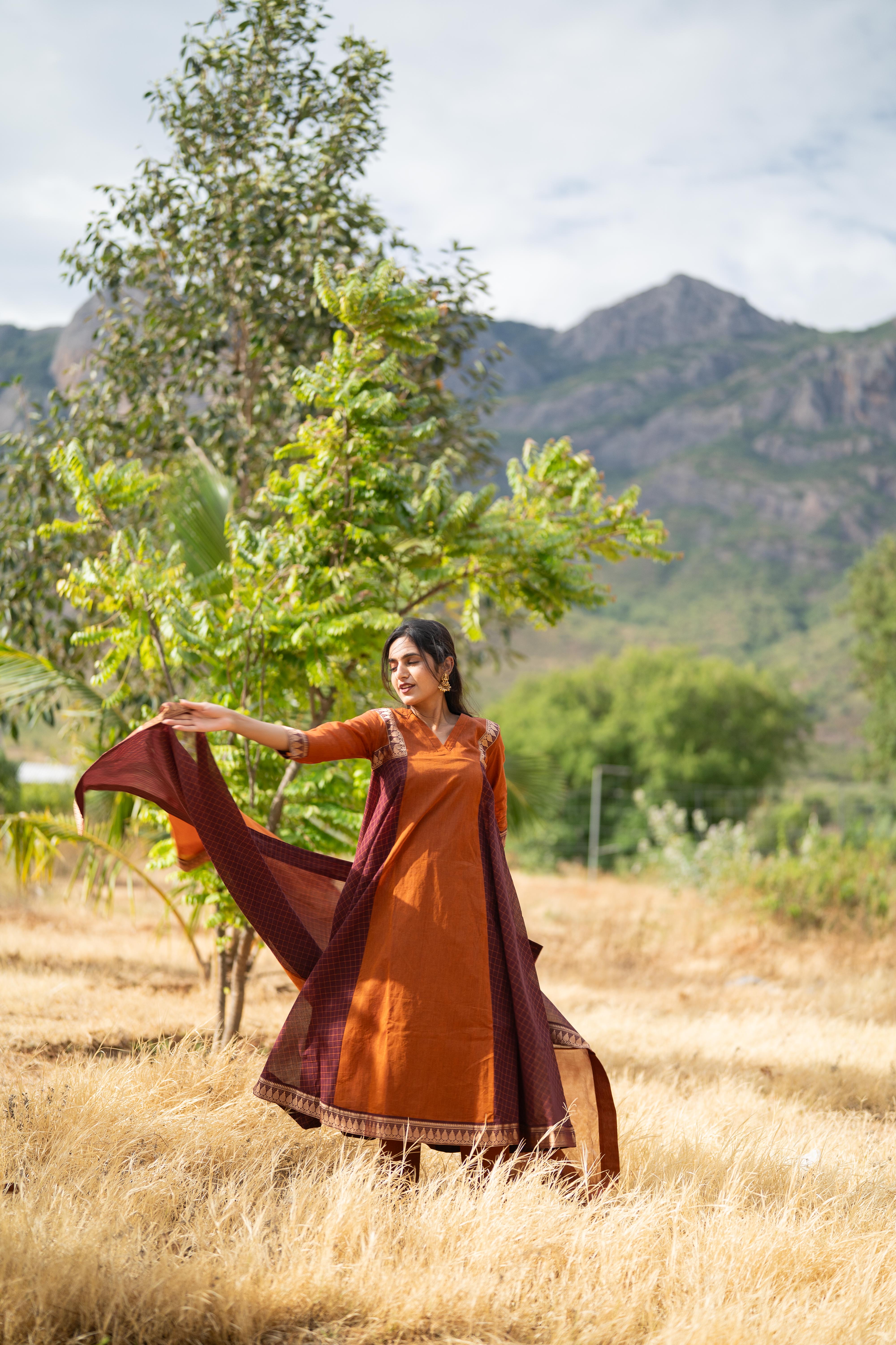 Bhoomi Brown Kanchi Cotton Anarkali Set