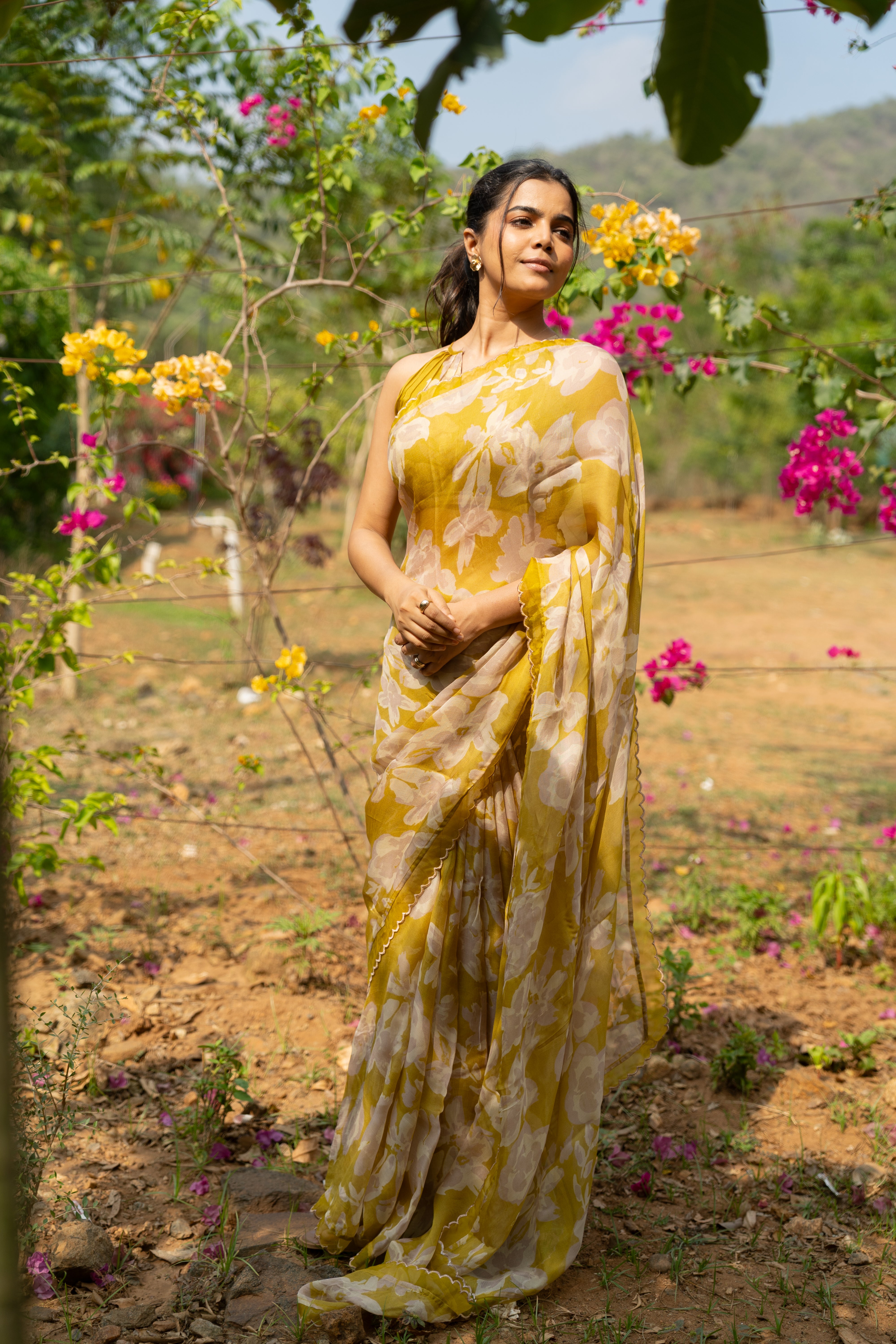 Sweet lime floral haze saree