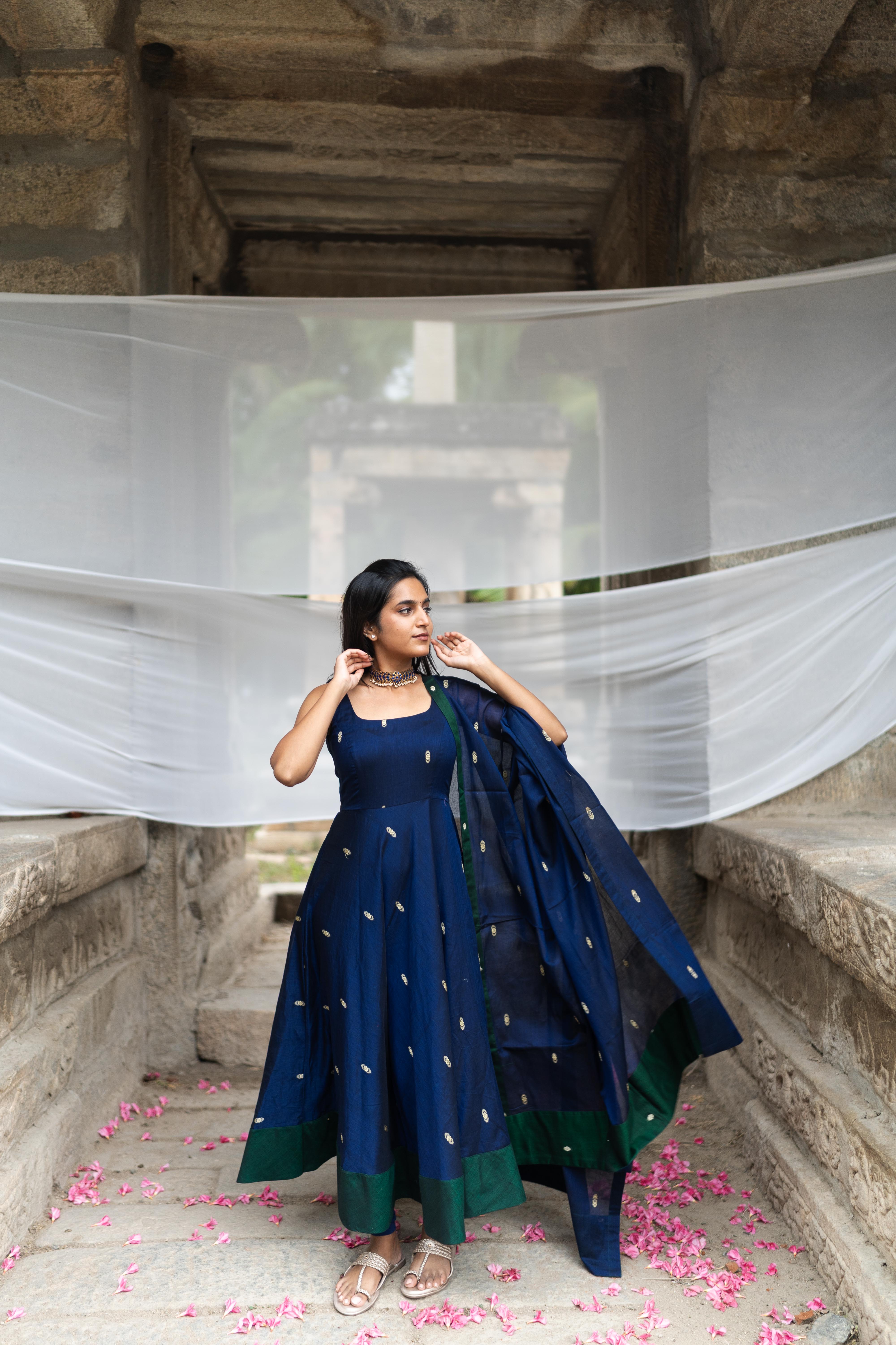 Sapphire blue Anarkali set