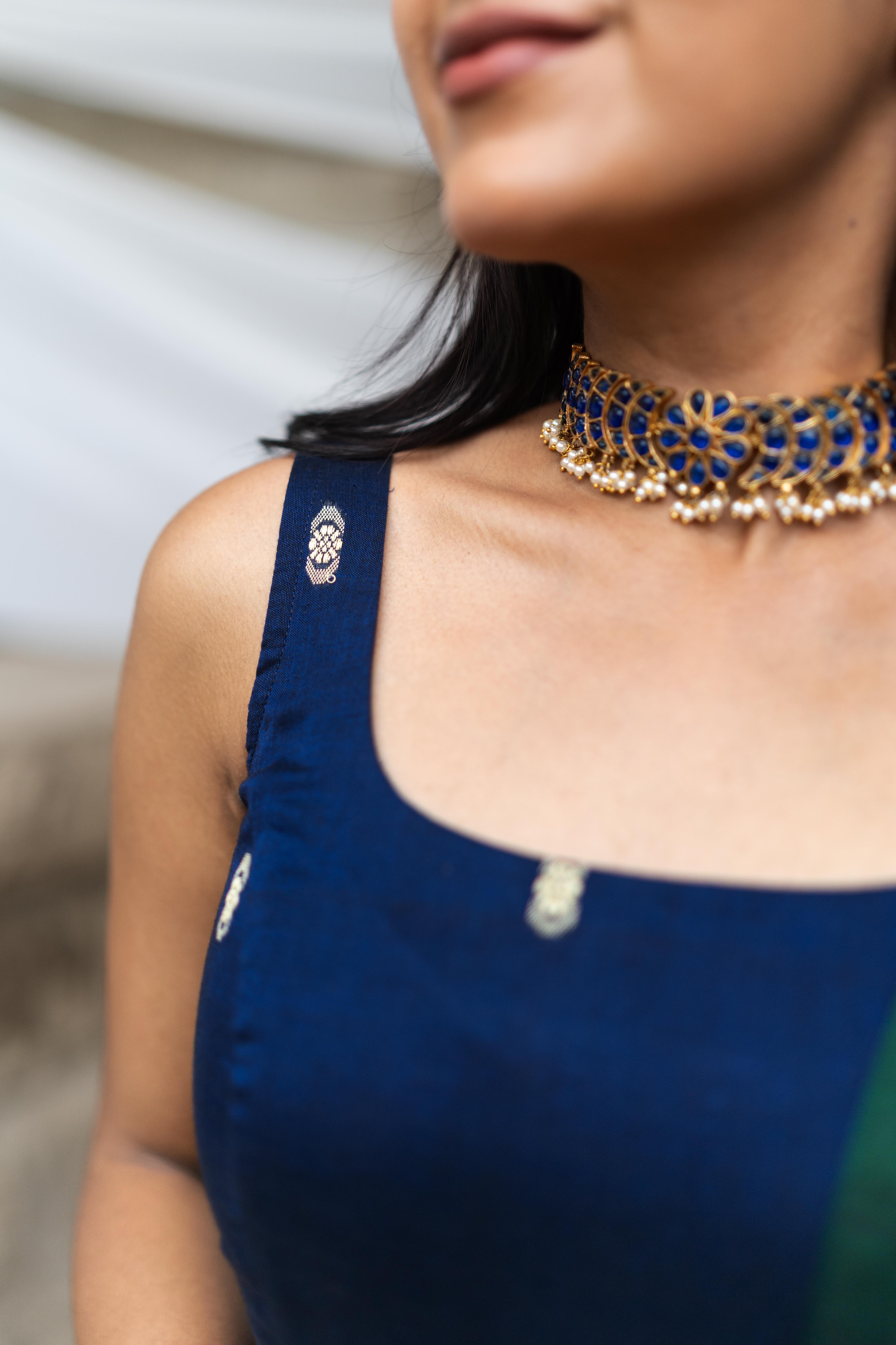 Sapphire blue Anarkali set