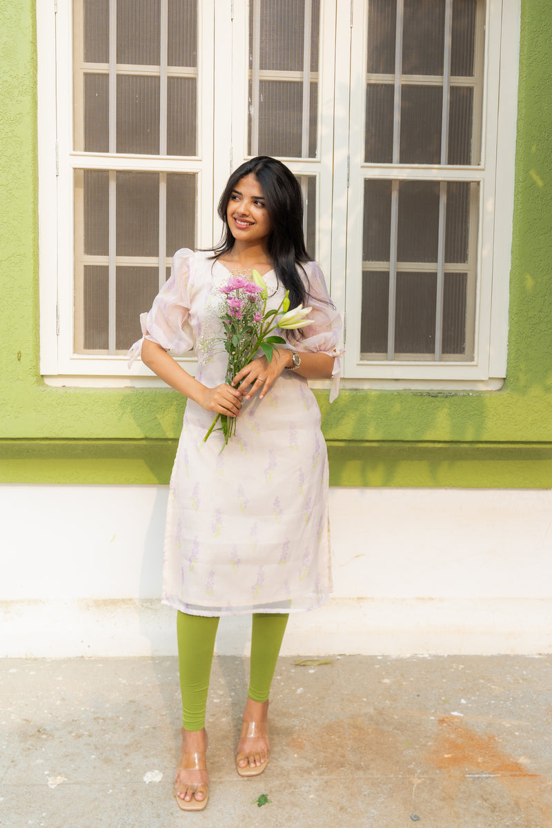 Lavender floral organza kurti