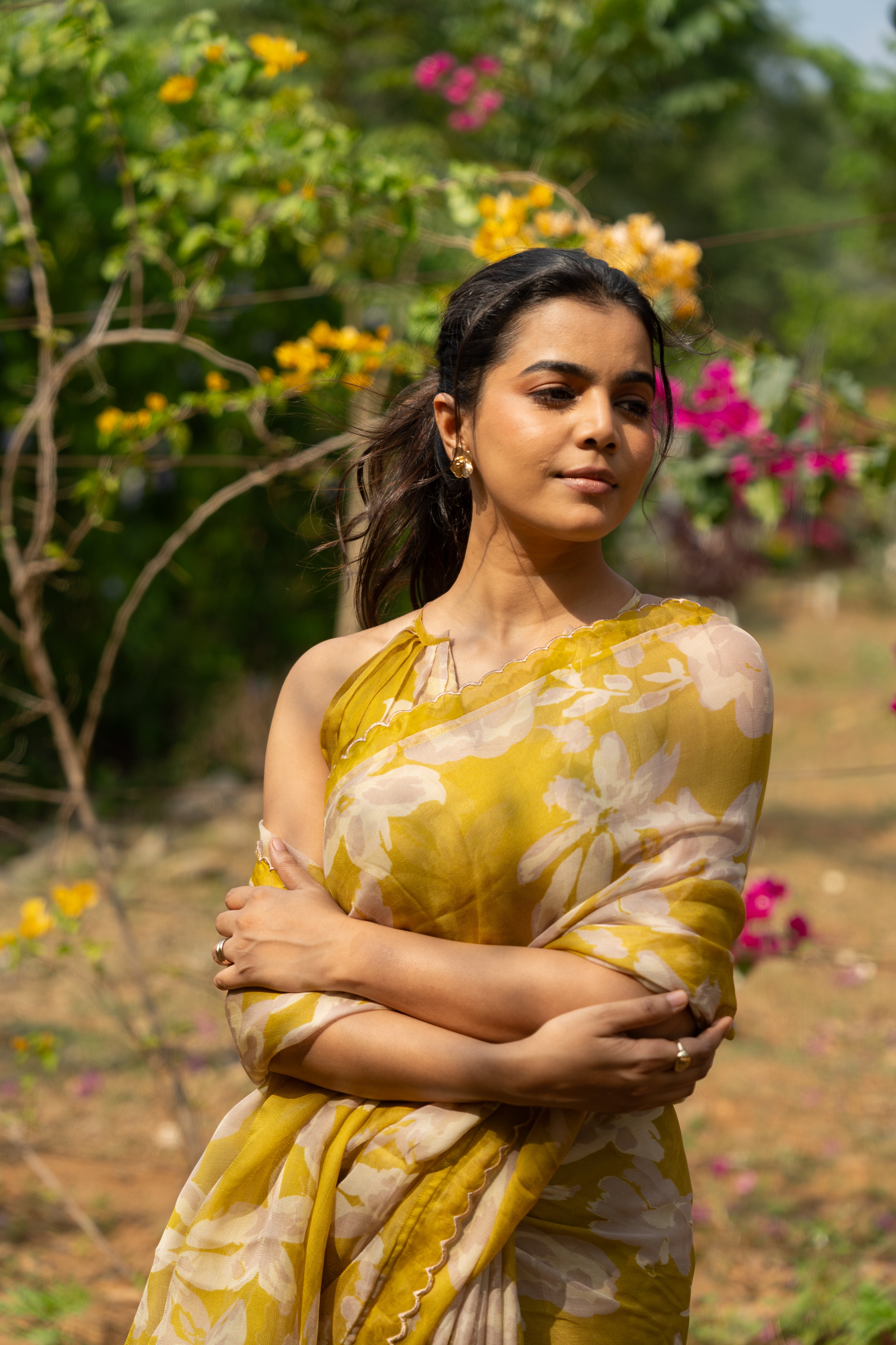Sweet lime floral haze saree