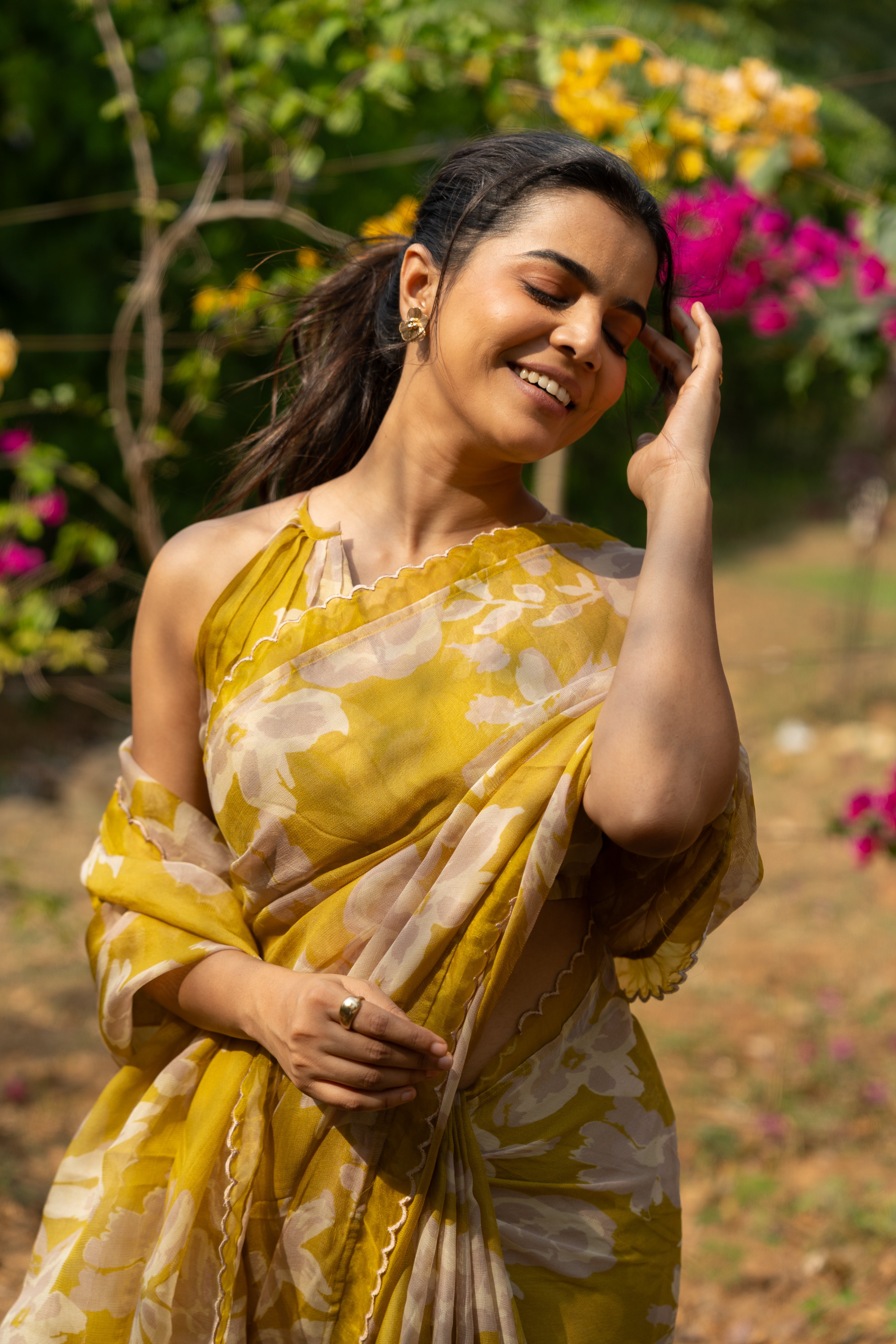 Sweet lime floral haze saree