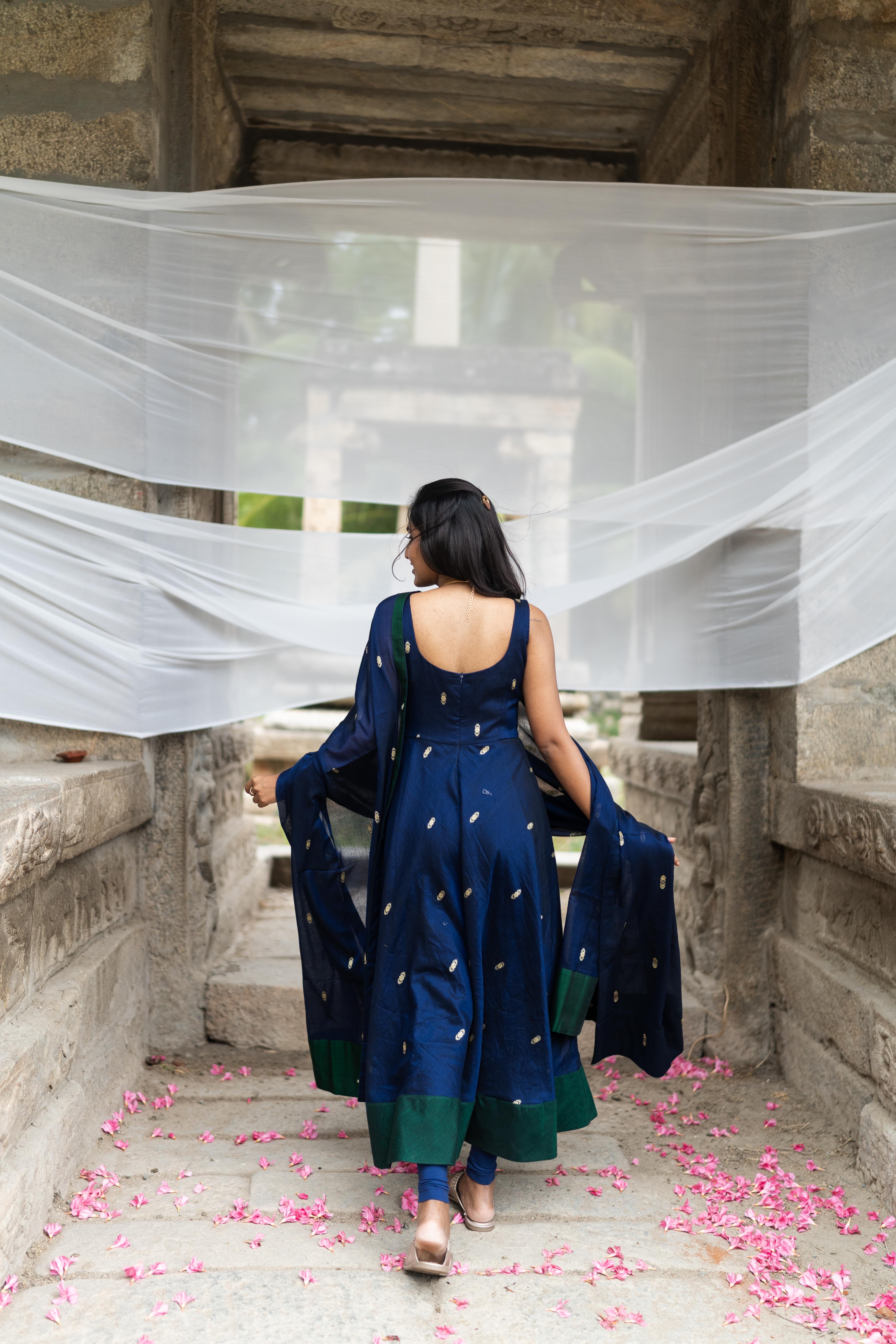 Sapphire blue Anarkali set