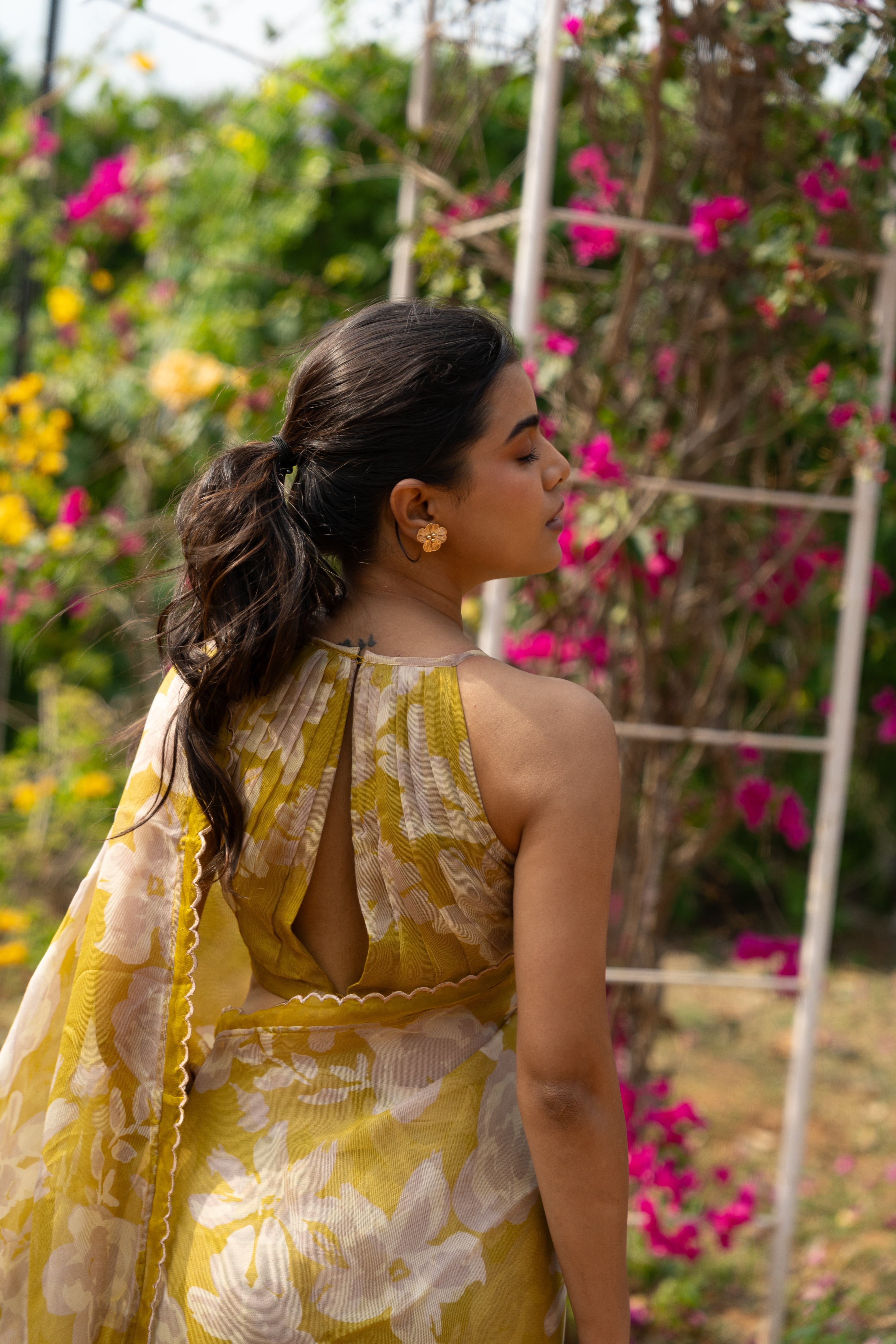Sweet lime floral haze saree