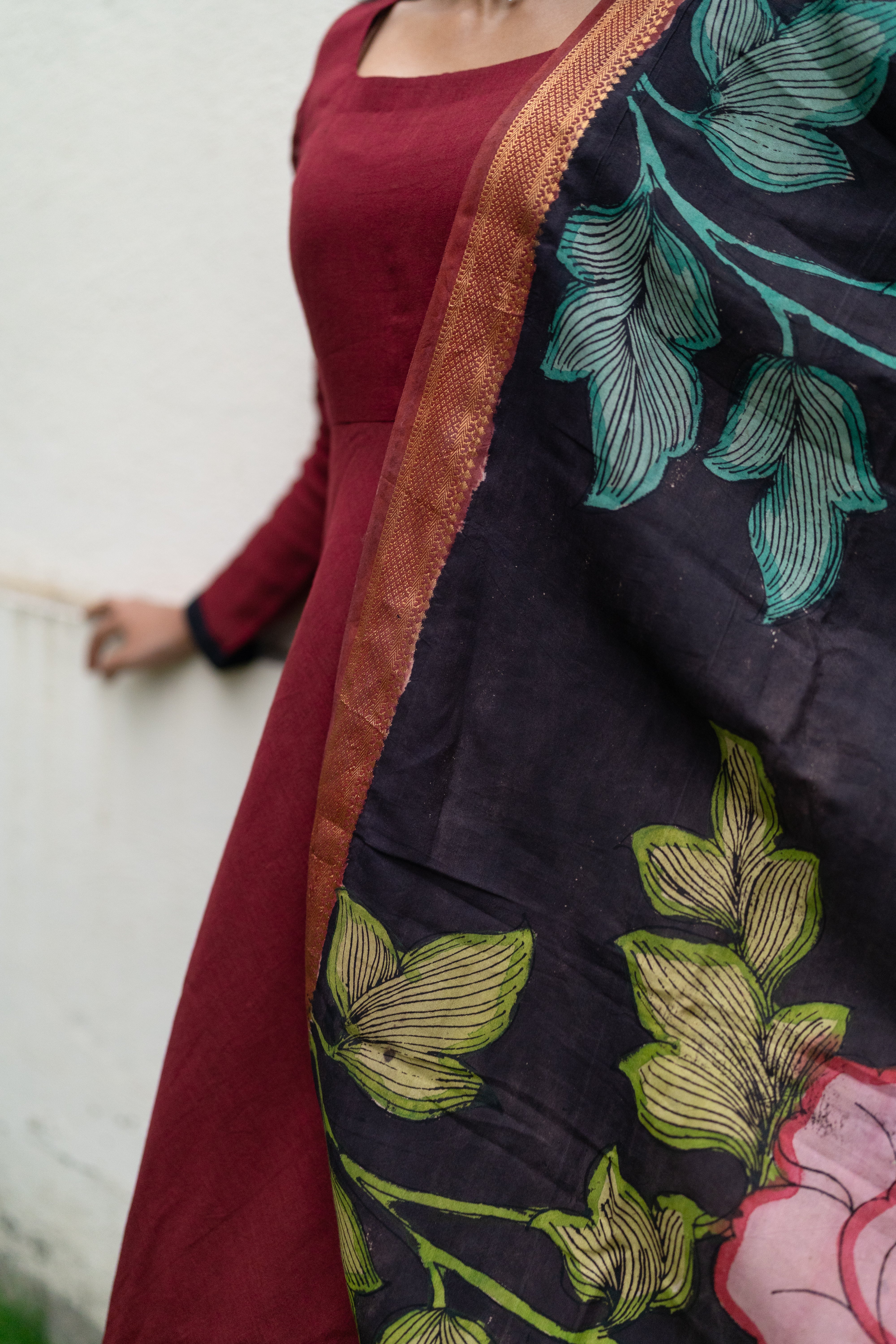 Maroon Kalamkari Set