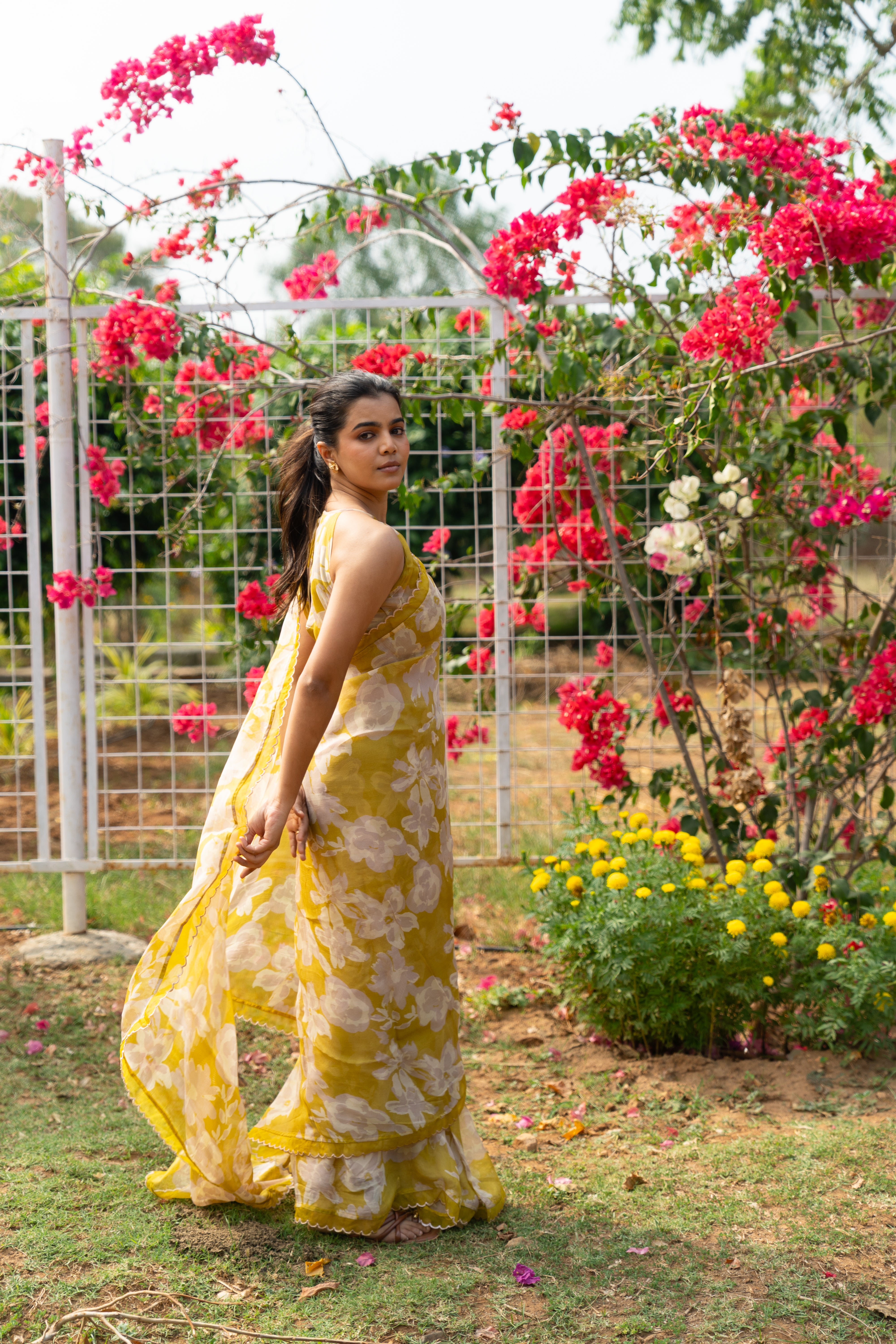 Sweet lime floral haze saree