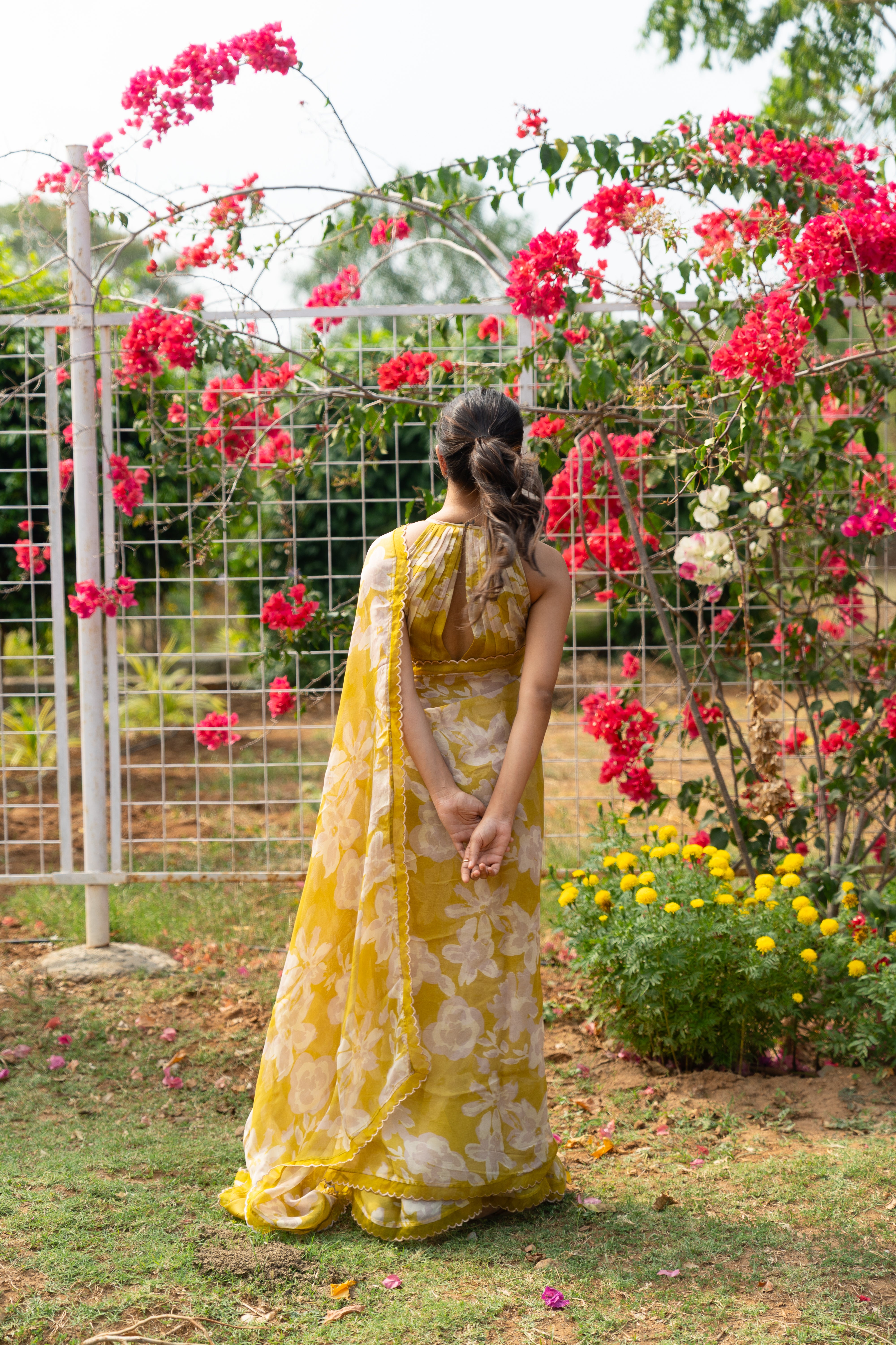 Sweet lime floral haze saree
