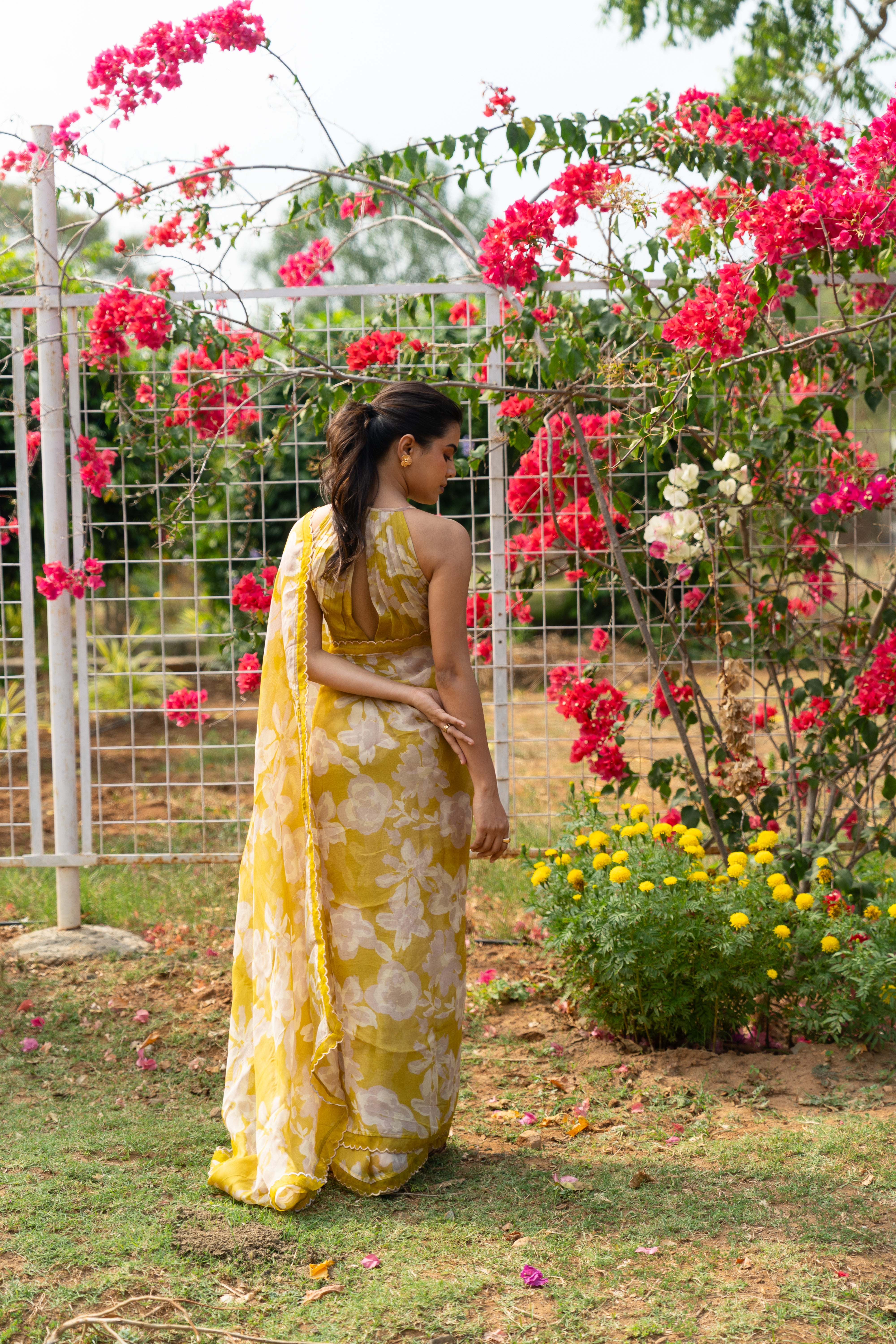 Sweet lime floral haze saree