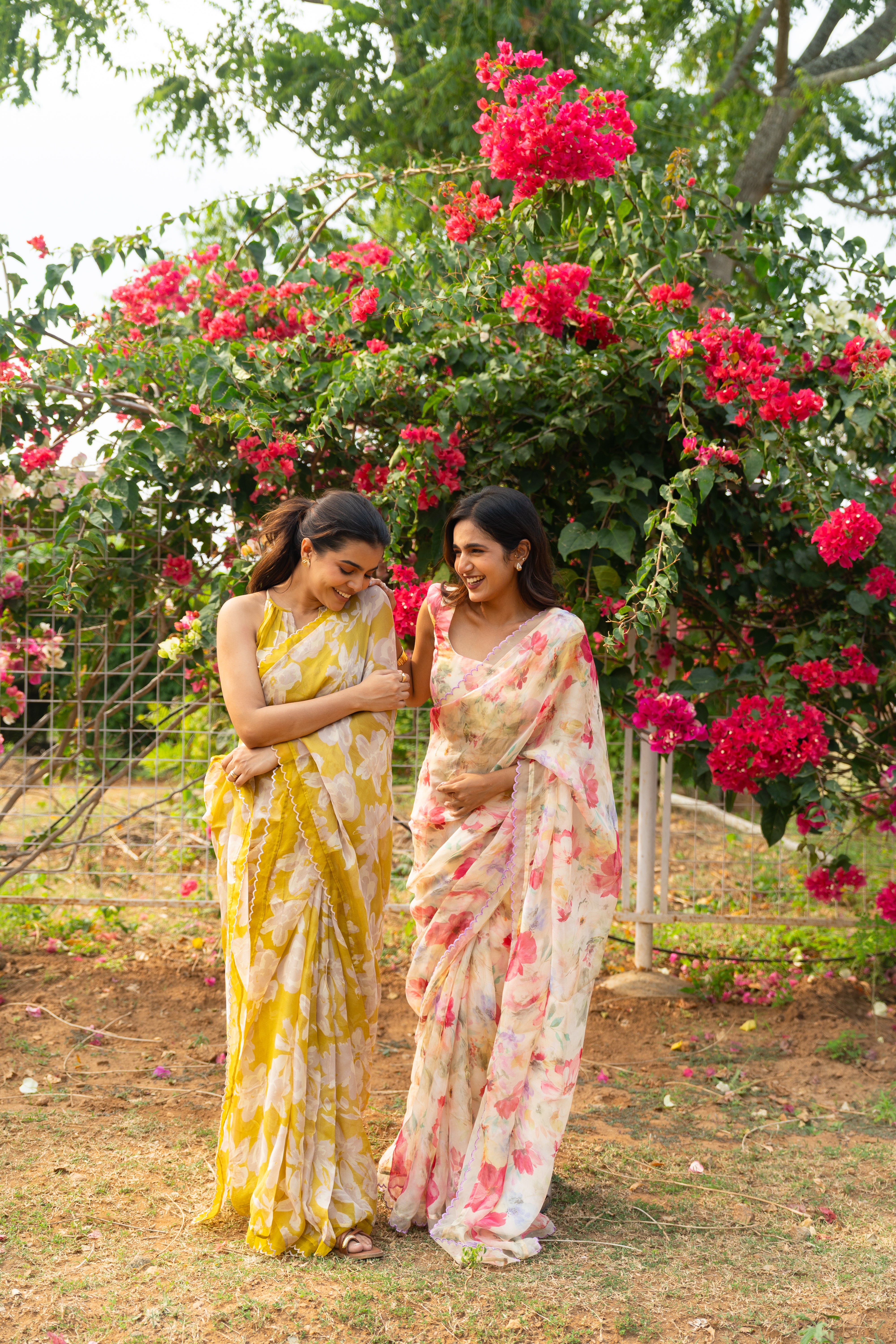 Butter cream floral haze saree