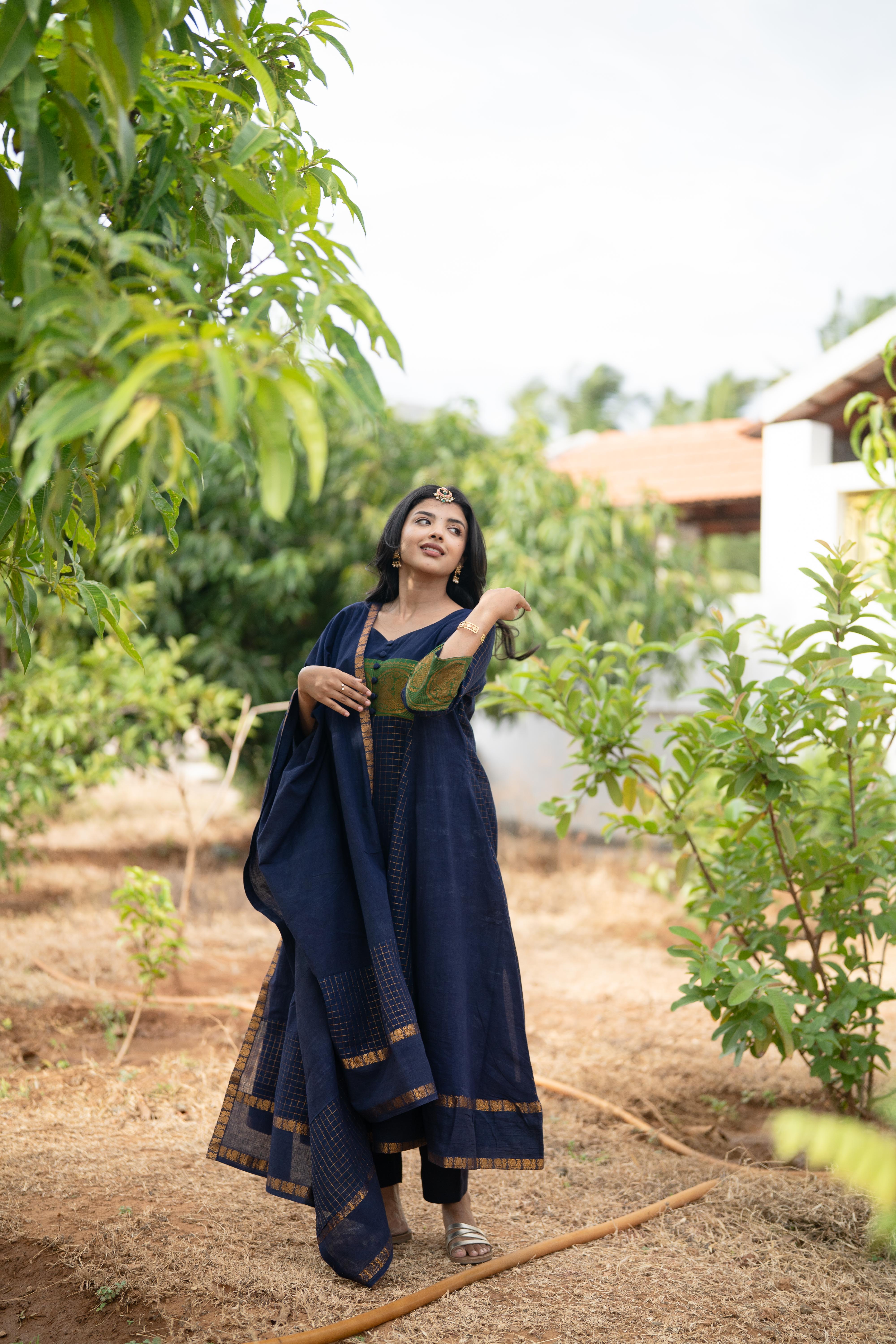 Aazhi Blue Anarkali Set