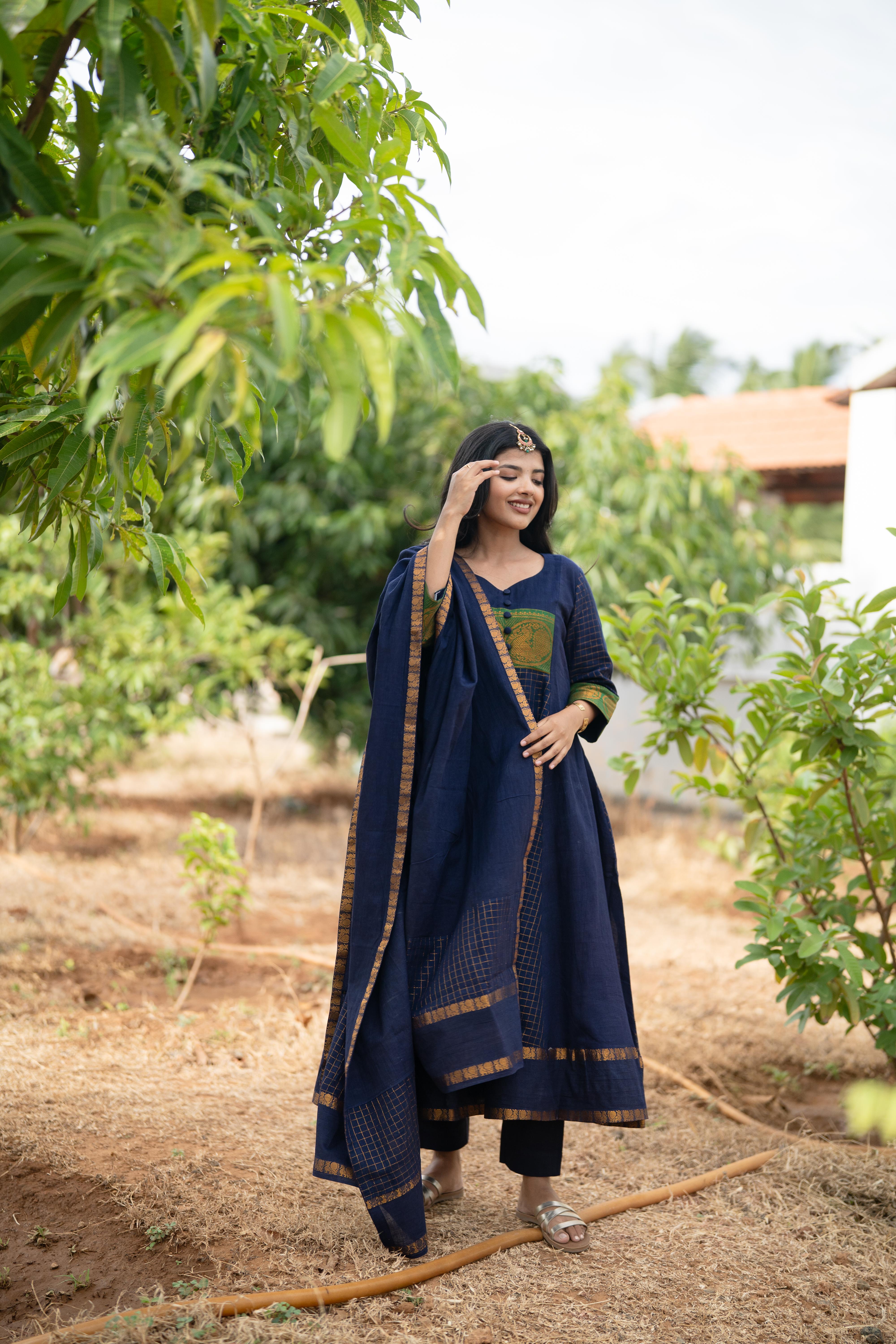 Aazhi Blue Anarkali Set