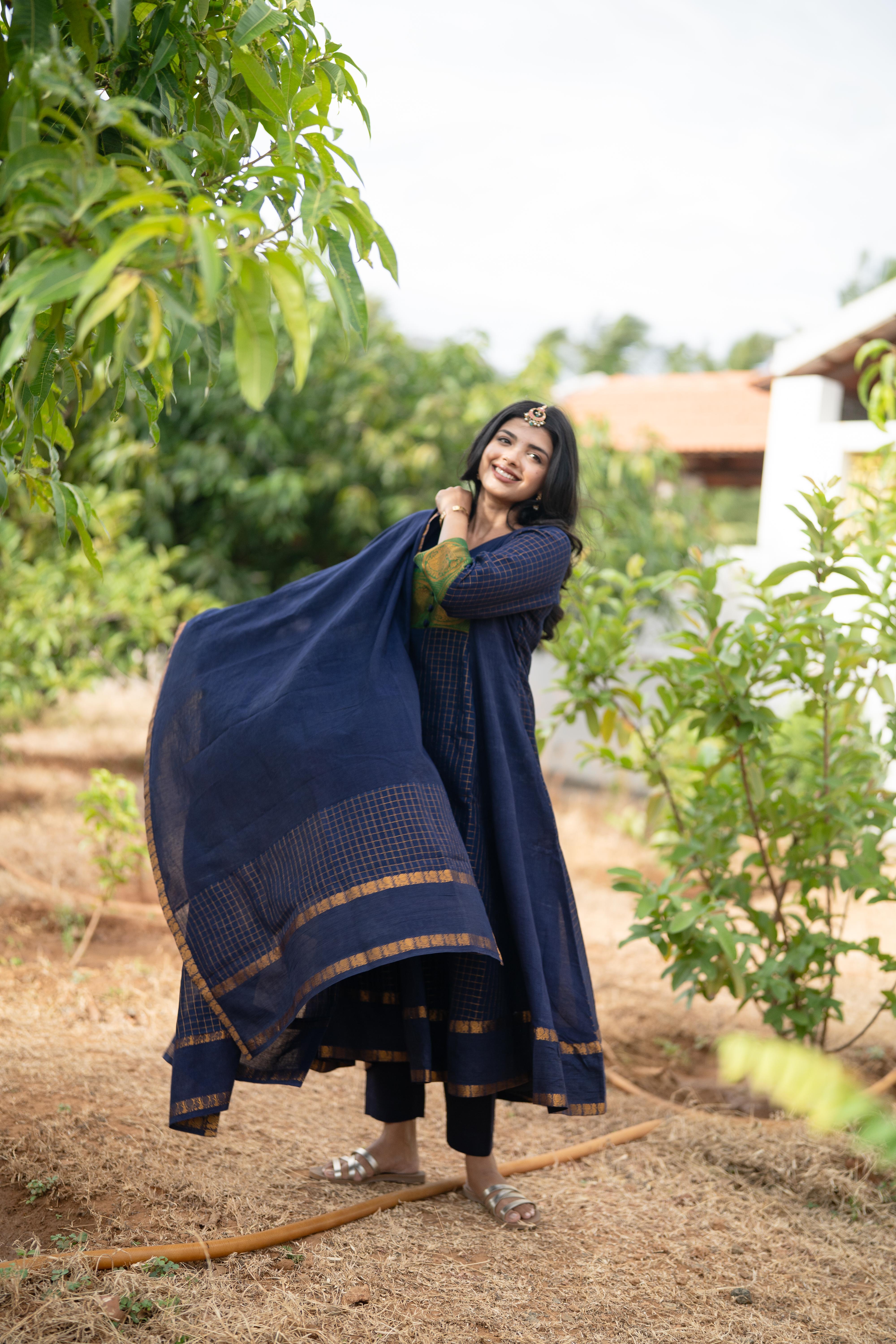 Aazhi Blue Anarkali Set