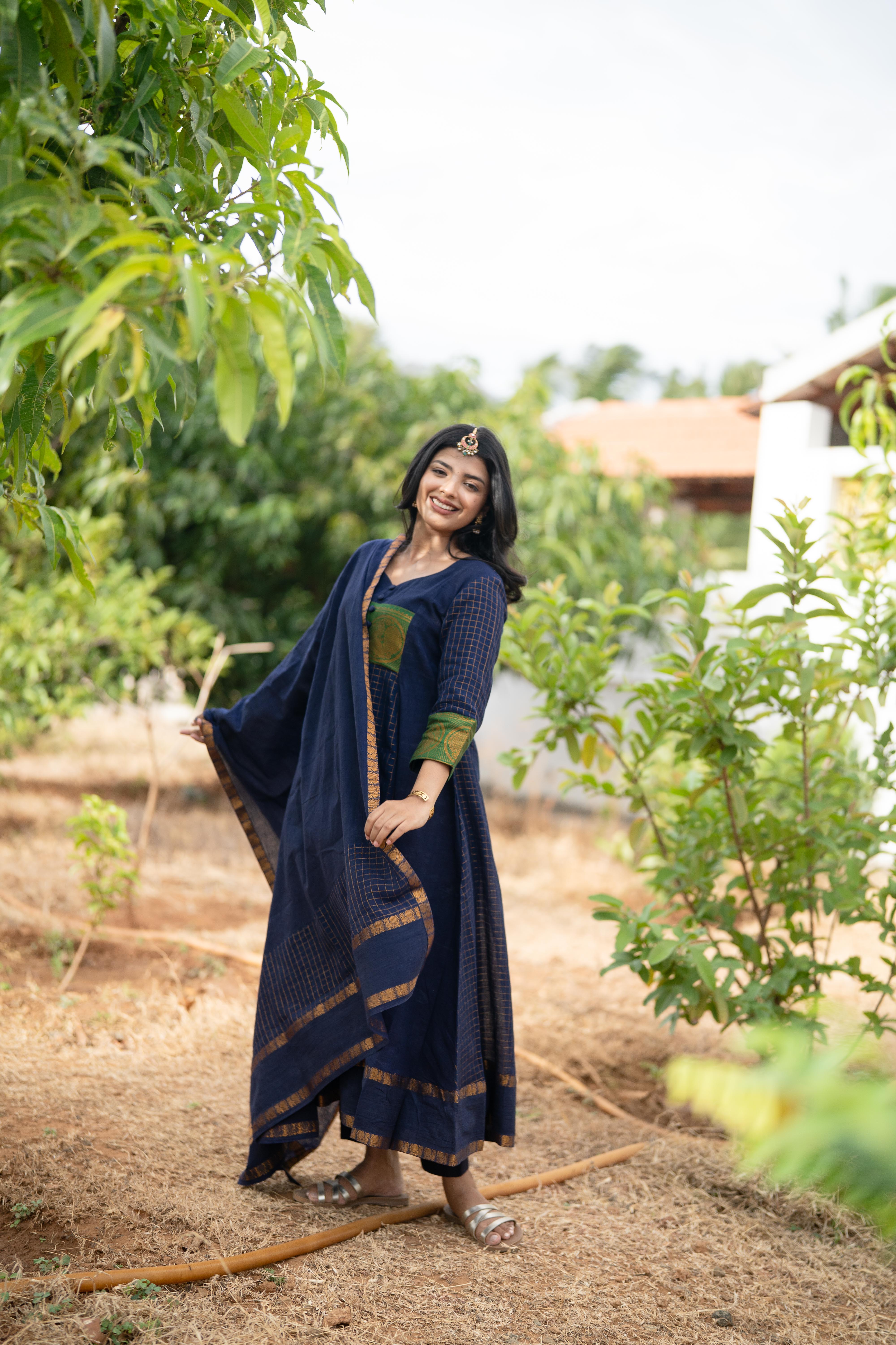 Aazhi Blue Anarkali Set