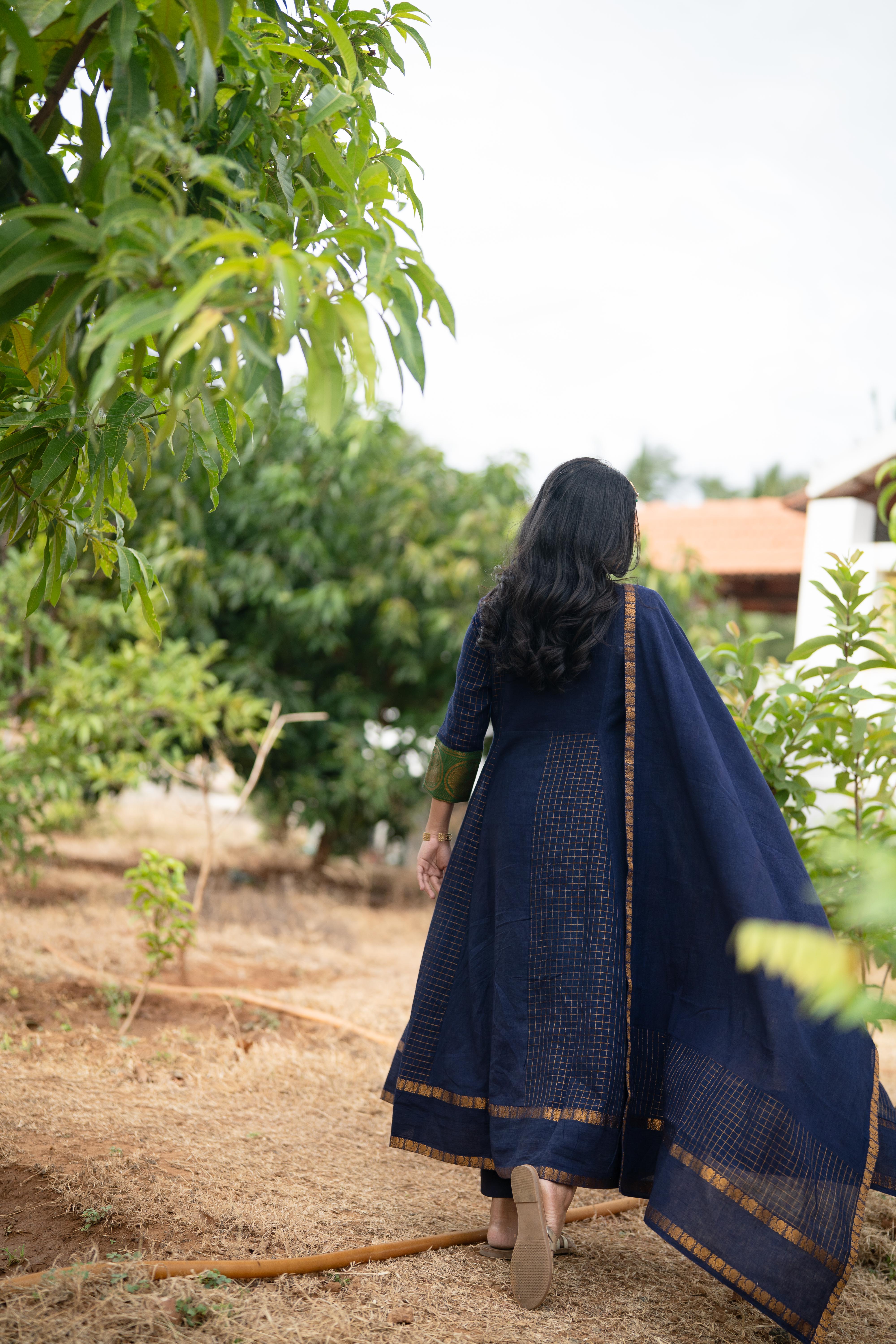 Aazhi Blue Anarkali Set