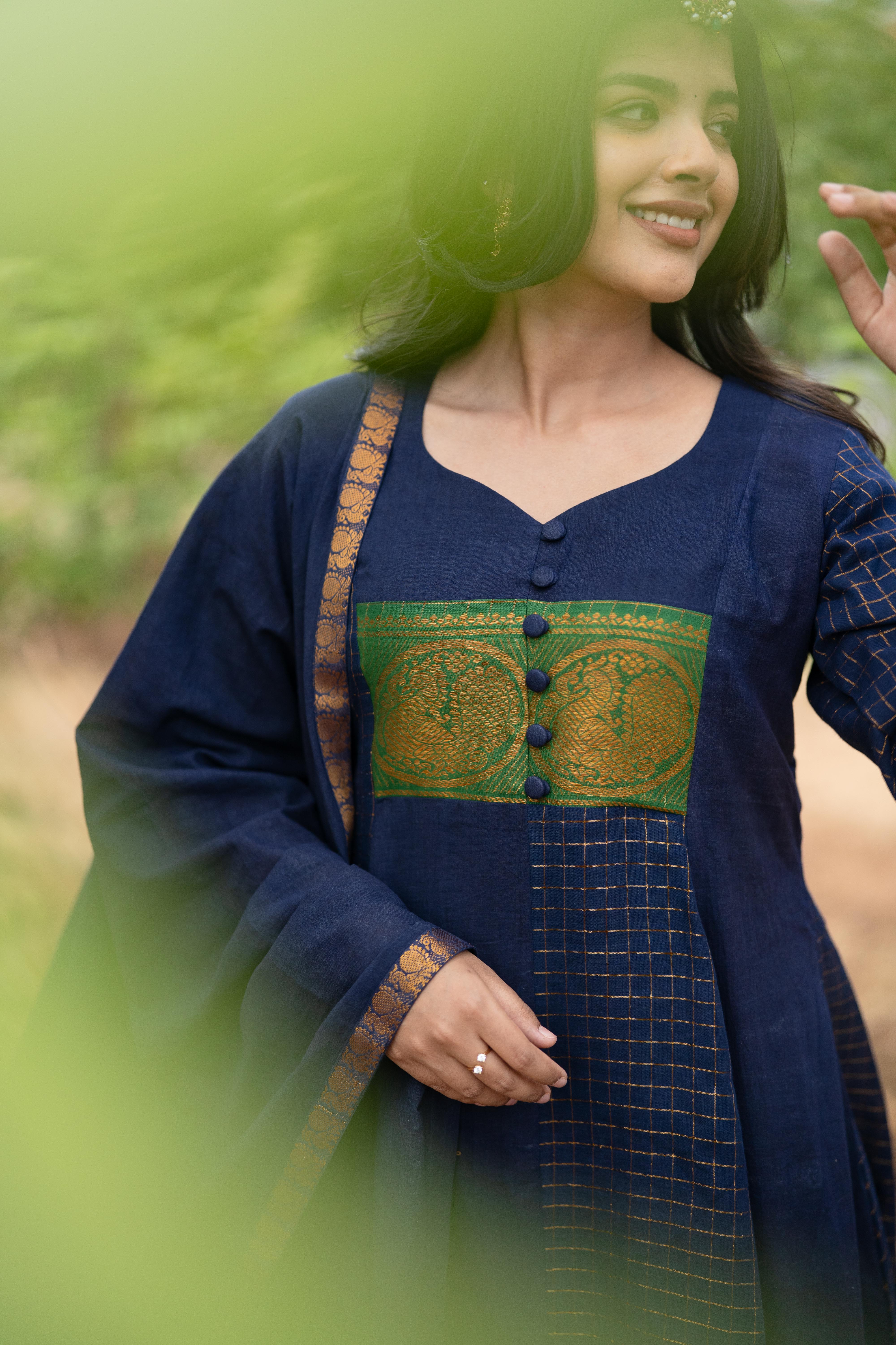 Aazhi Blue Anarkali Set