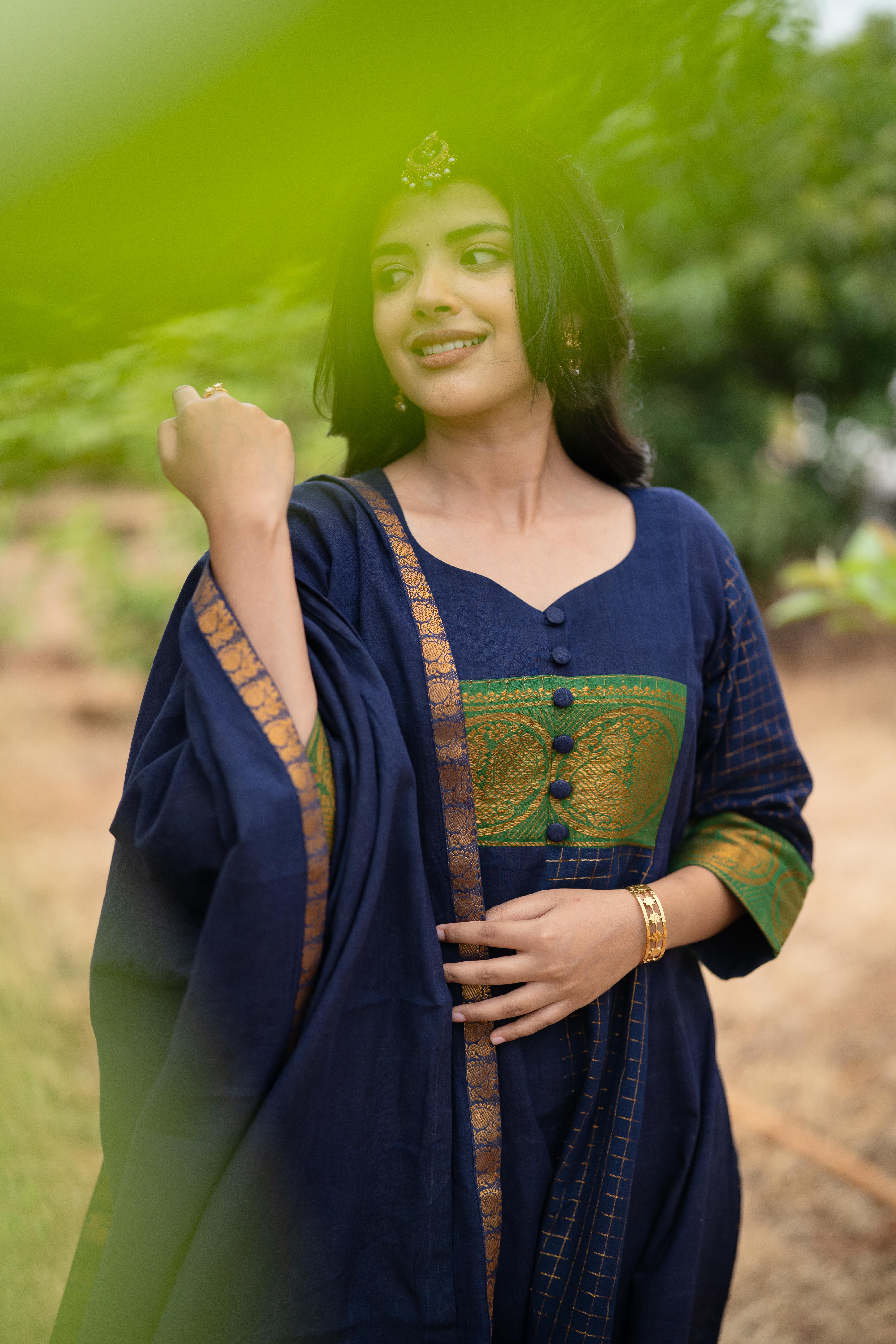 Aazhi Blue Anarkali Set