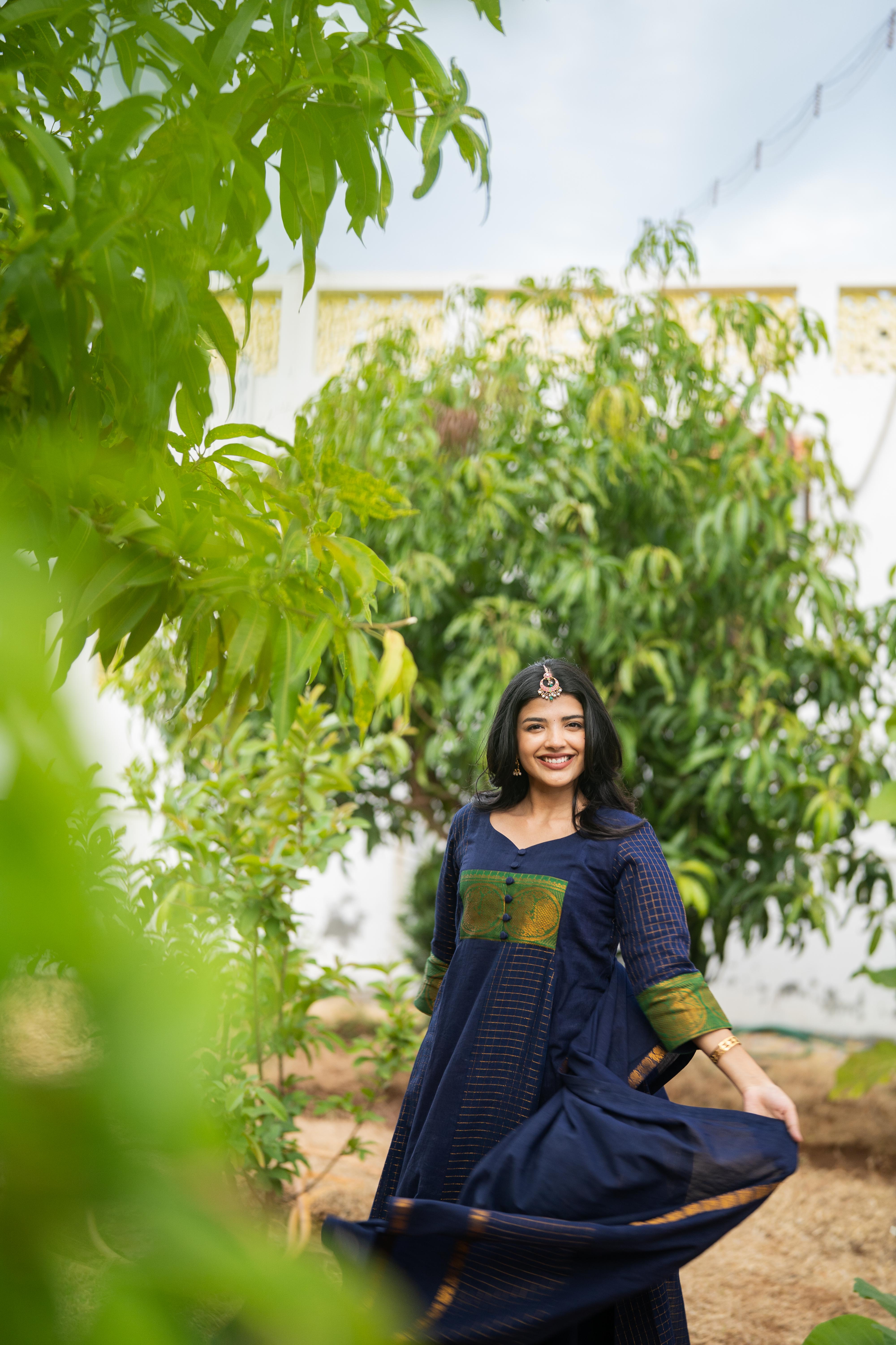 Aazhi Blue Anarkali Set