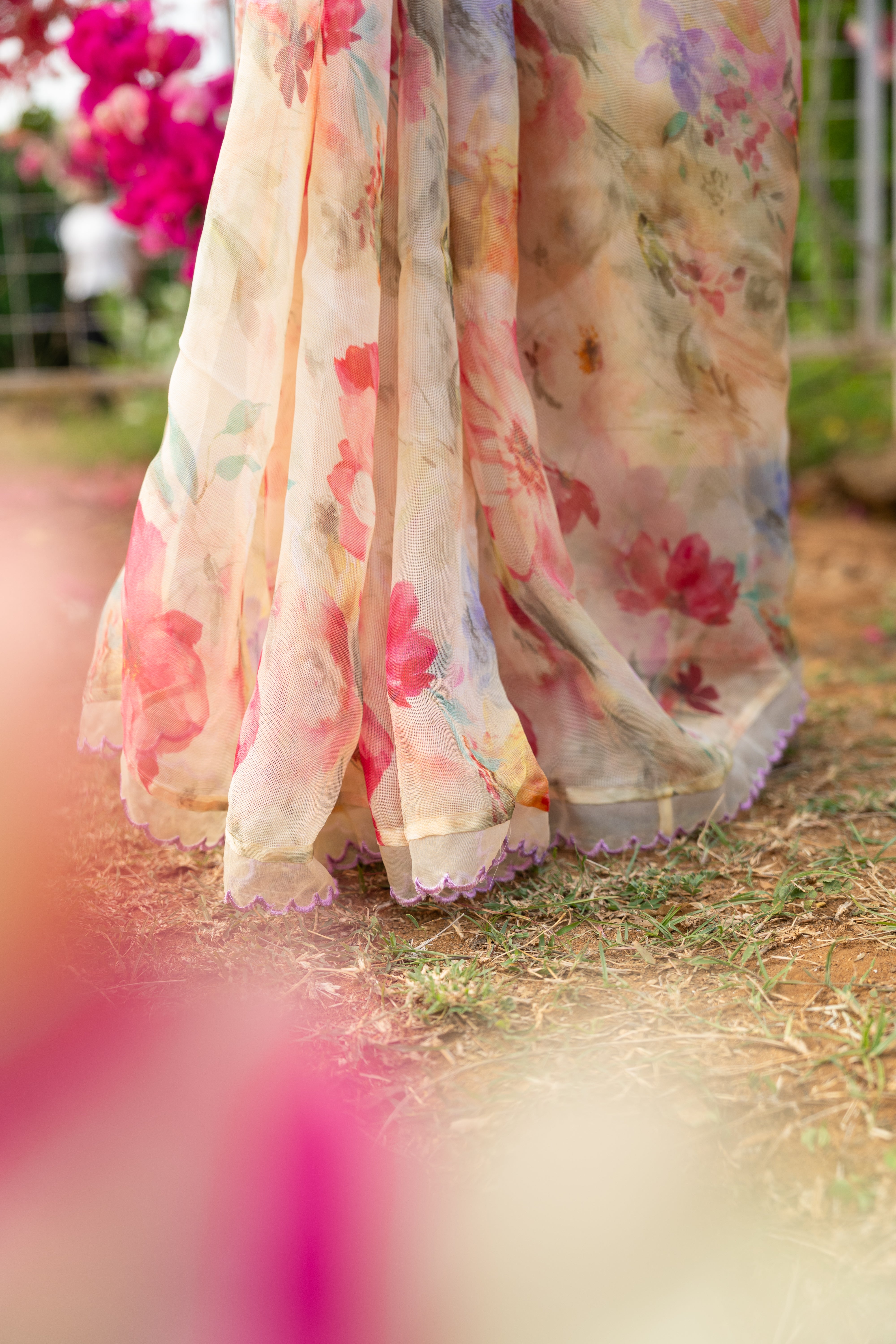 Butter cream floral haze saree