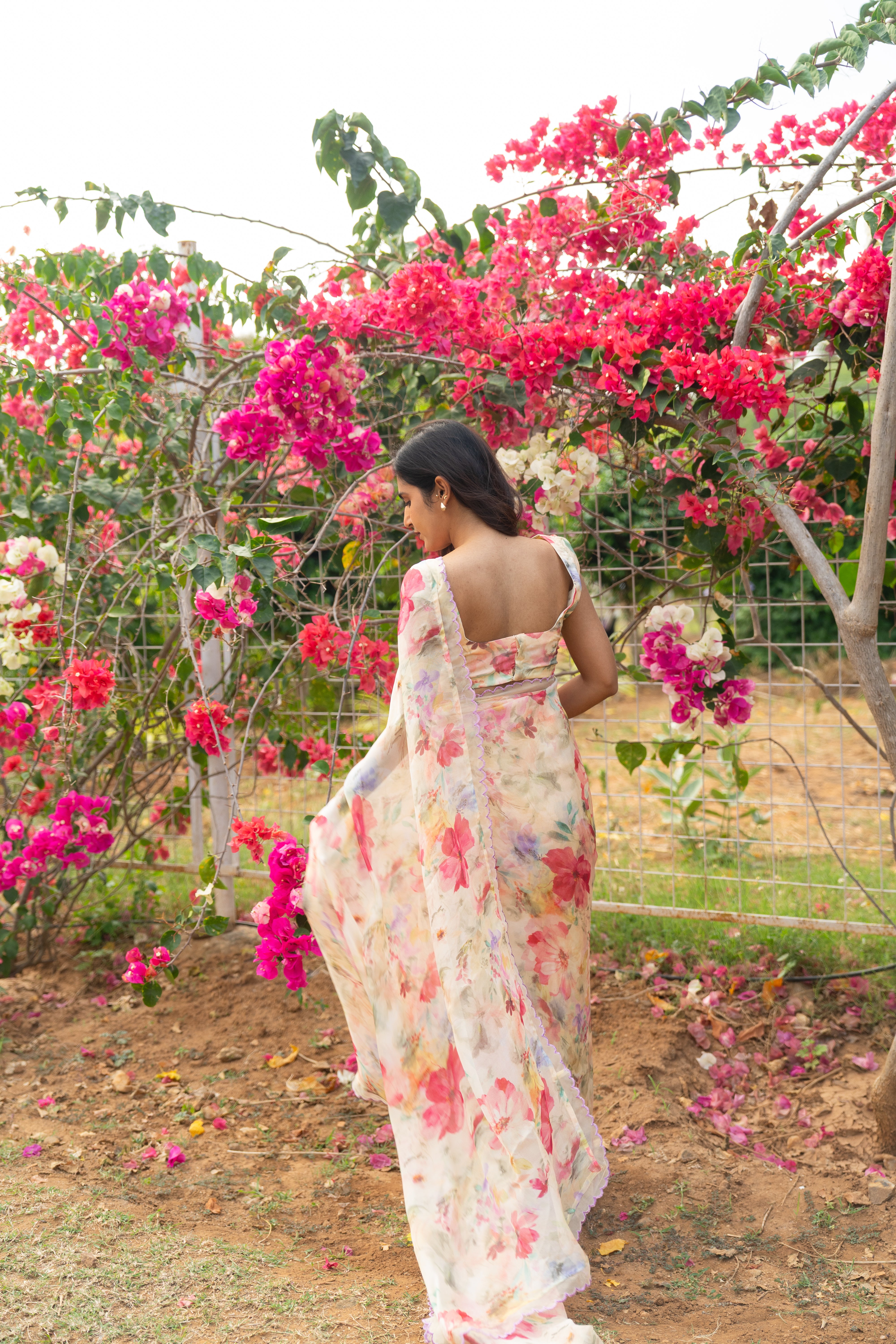 Butter cream floral haze saree