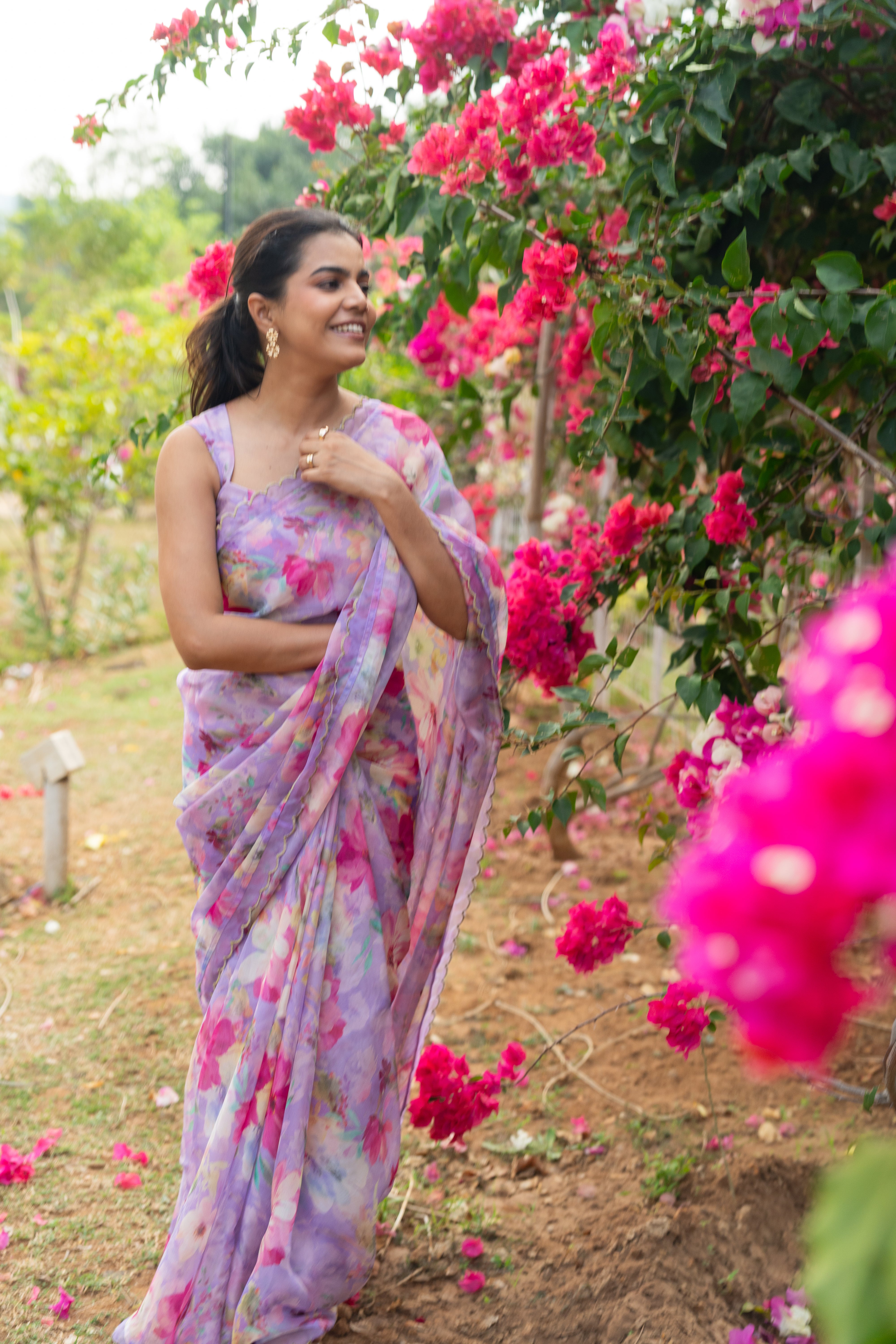 Lavender floral haze saree