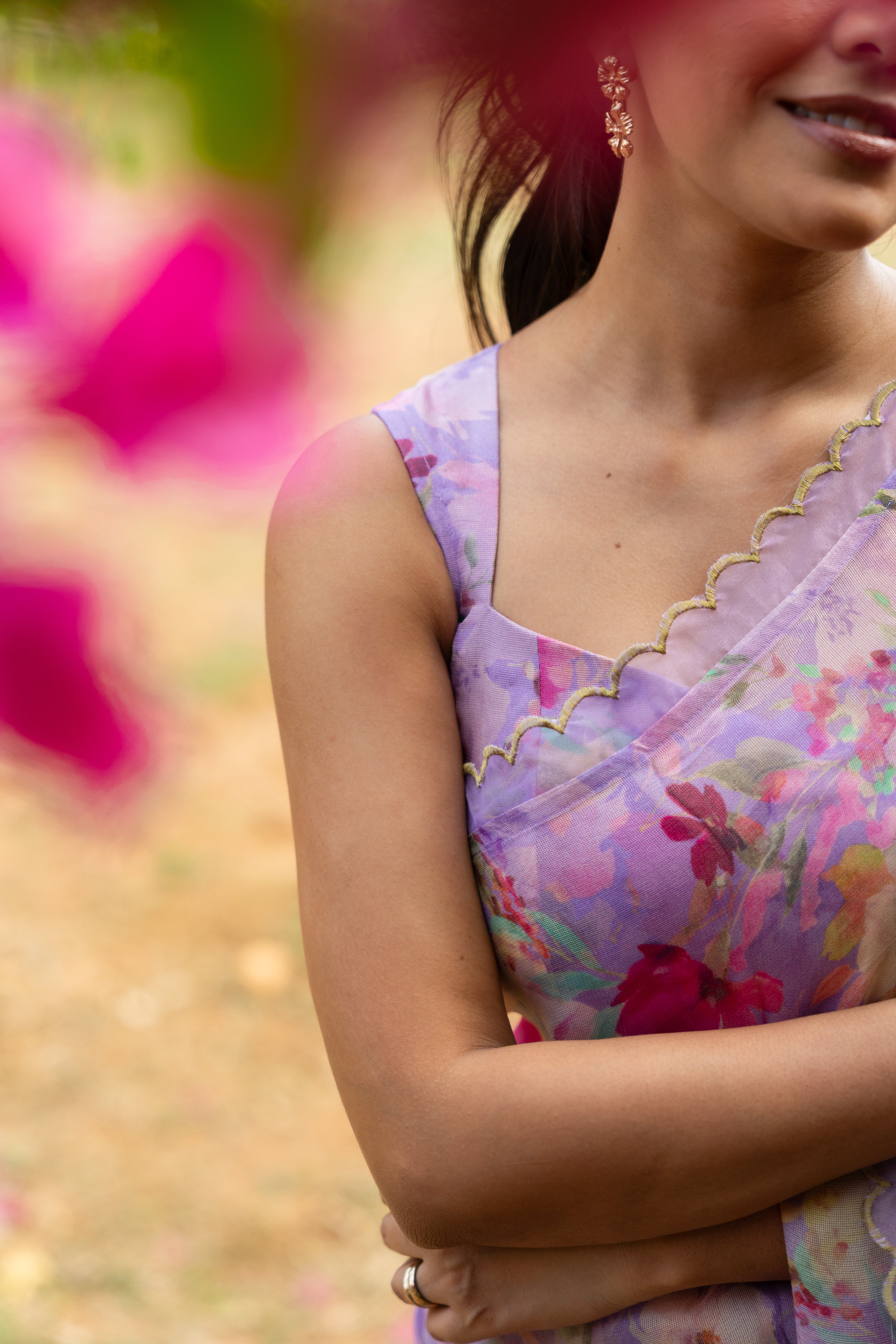 Lavender floral haze saree