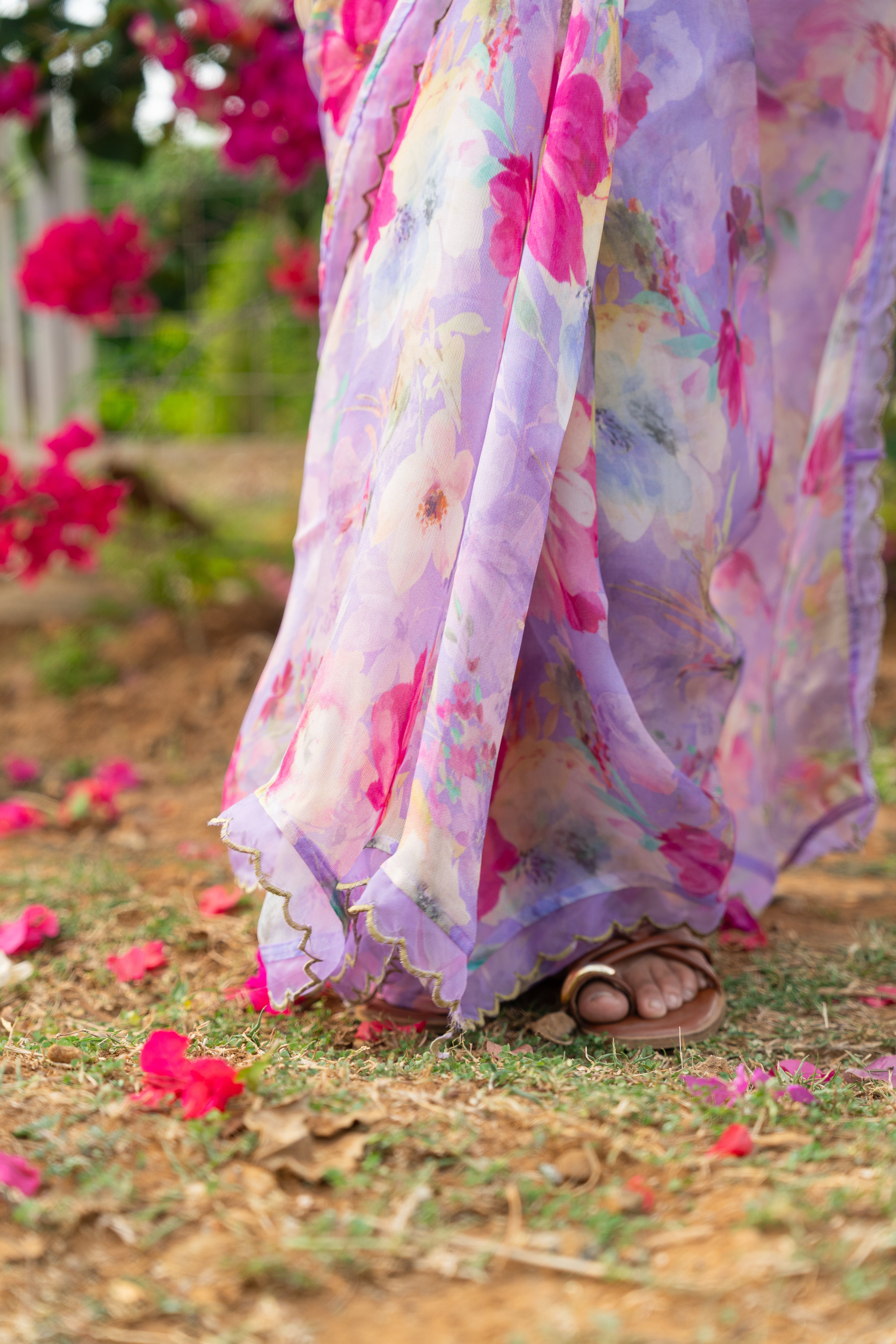 Lavender floral haze saree