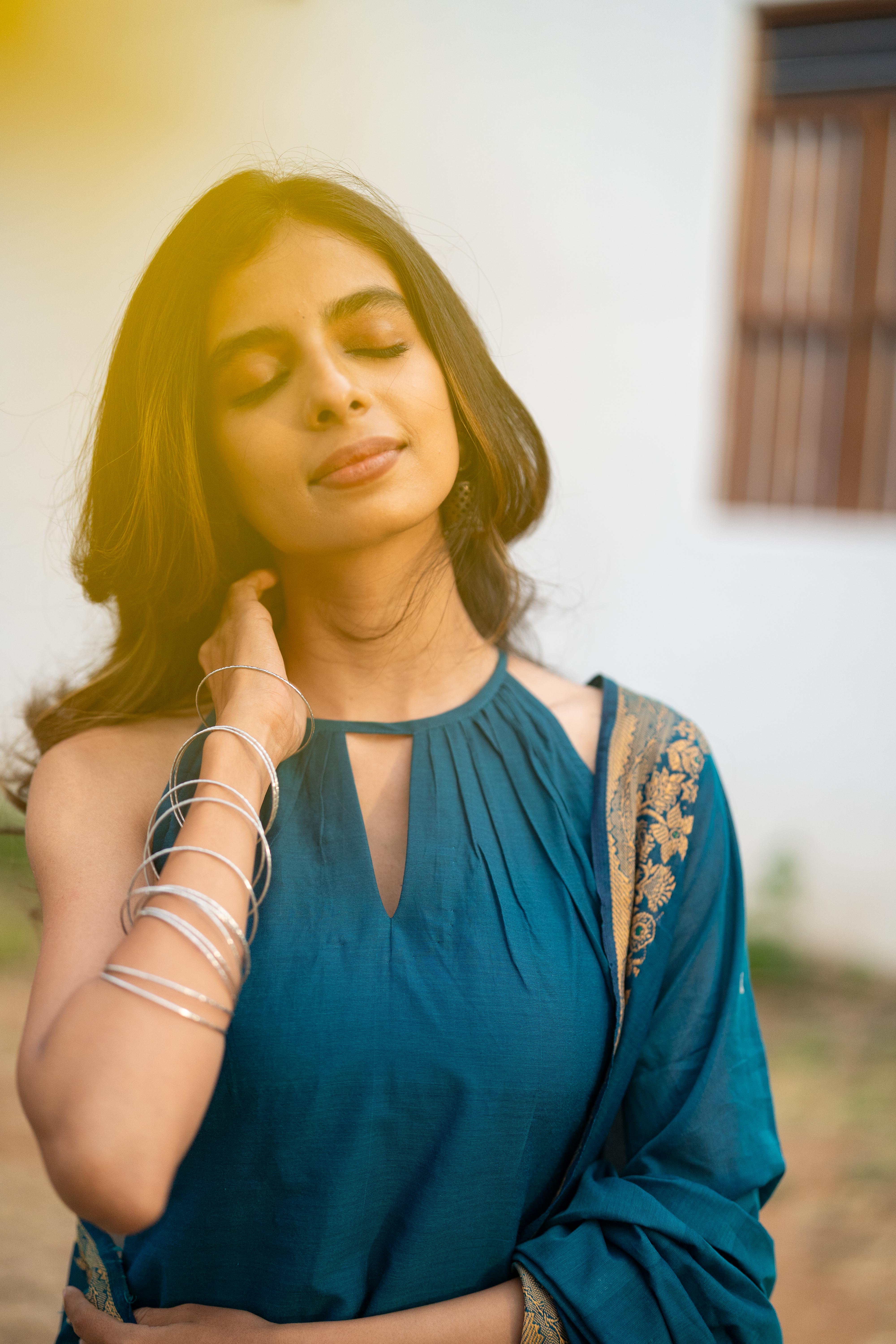 Blue halter Kanchi cotton salwar set