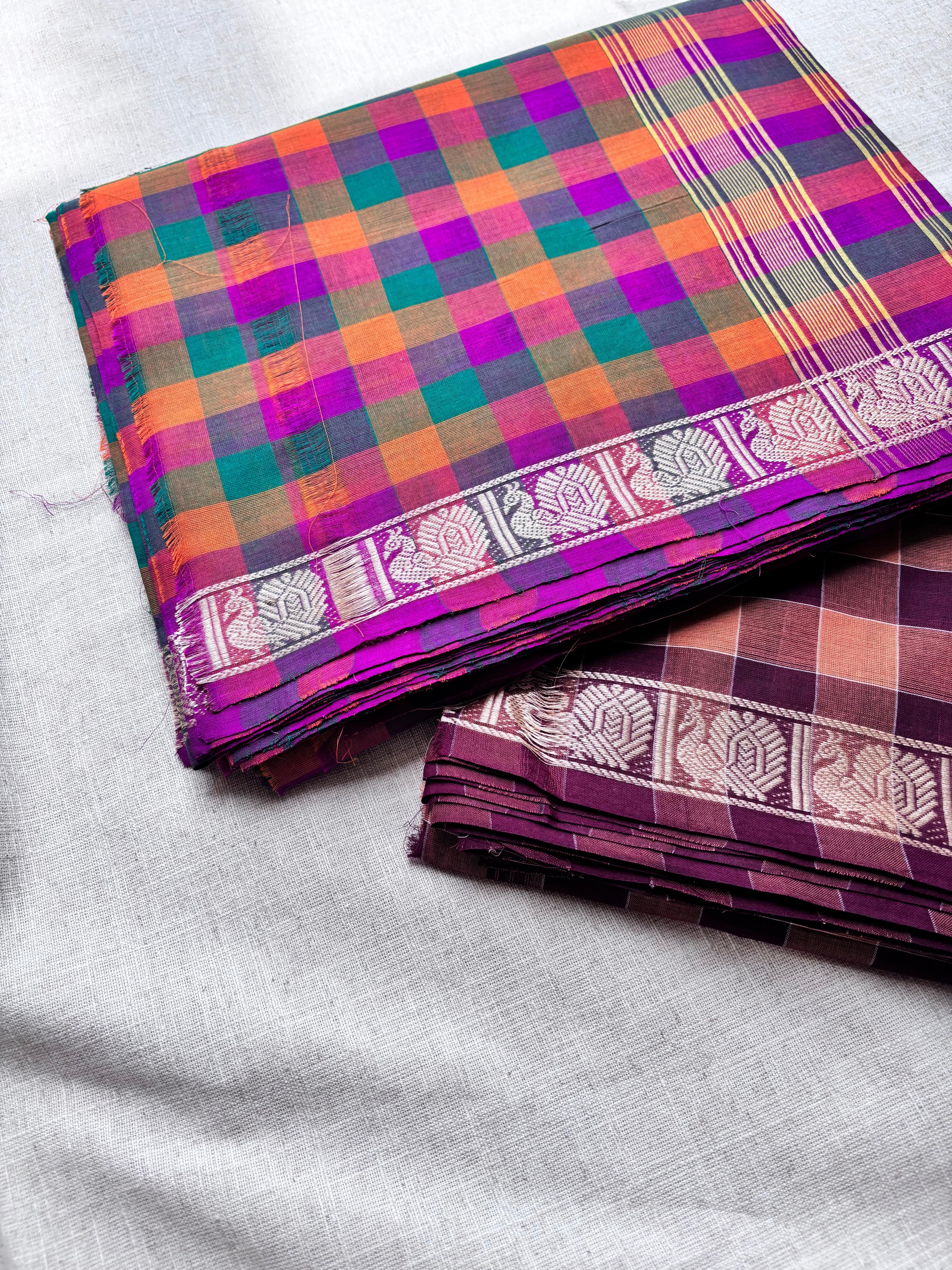 Multicolor classic Madras Checks in Pure Chettinad Saree