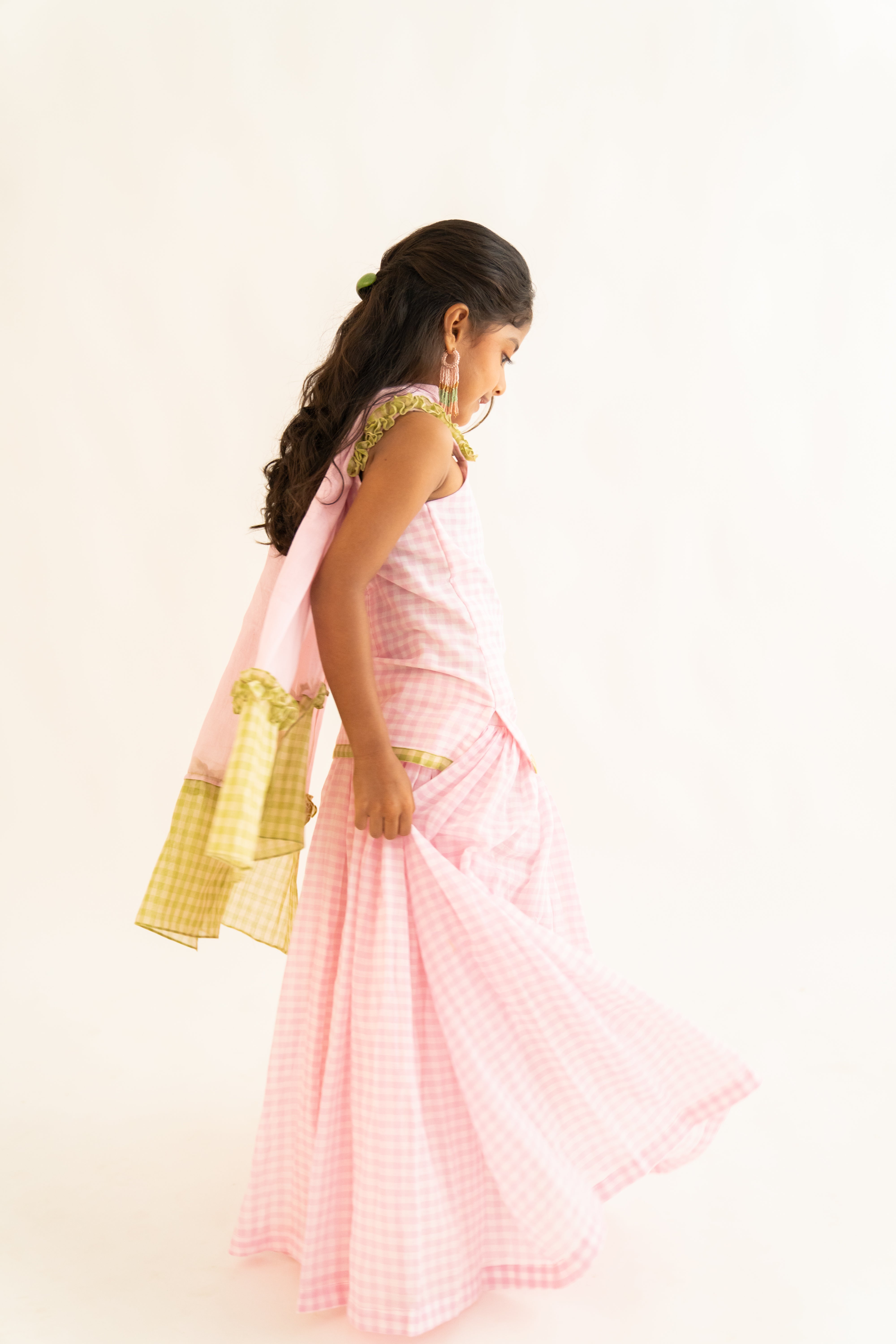 Pink Gingham Skirt Set