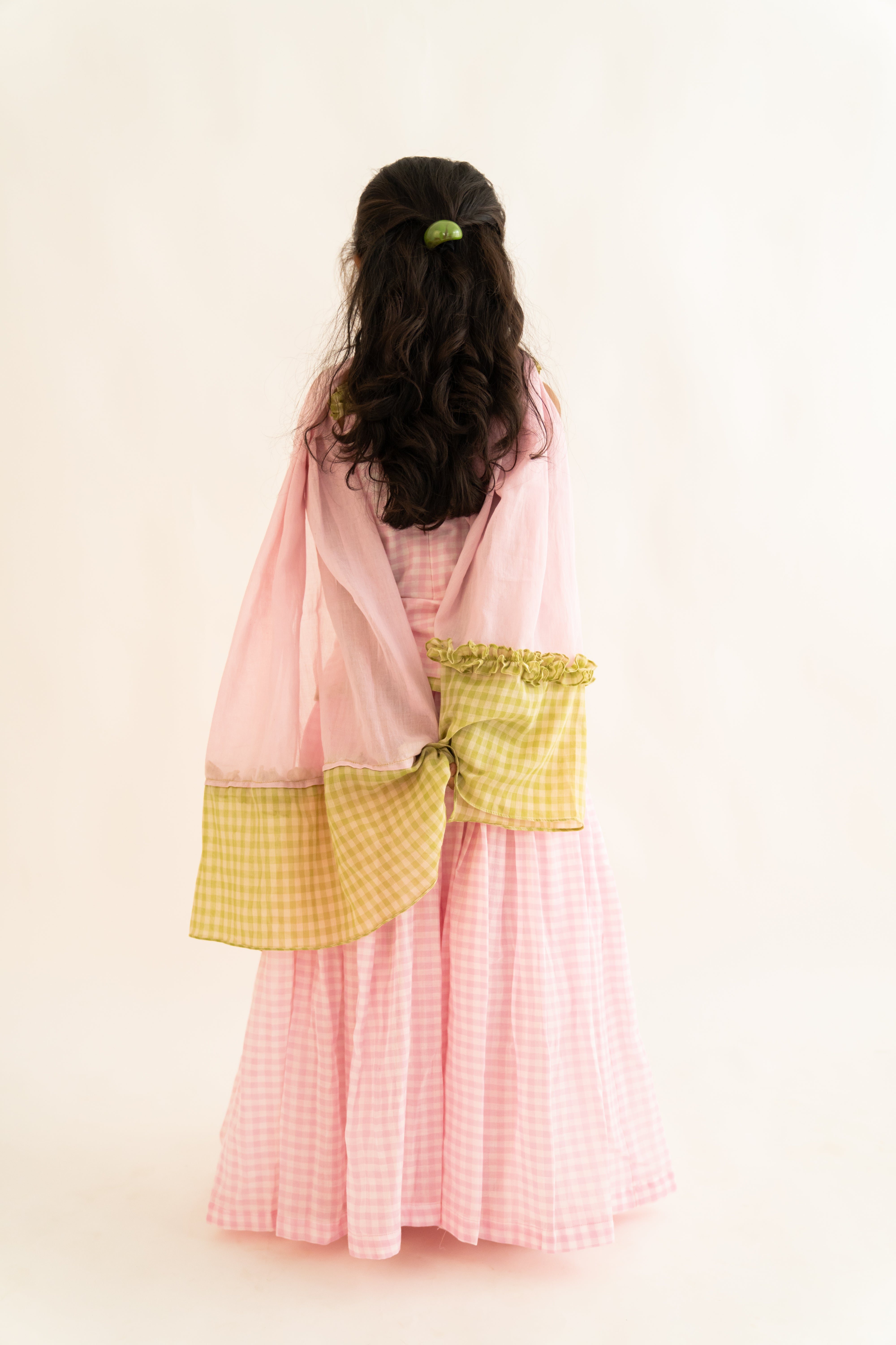 Pink Gingham Skirt Set
