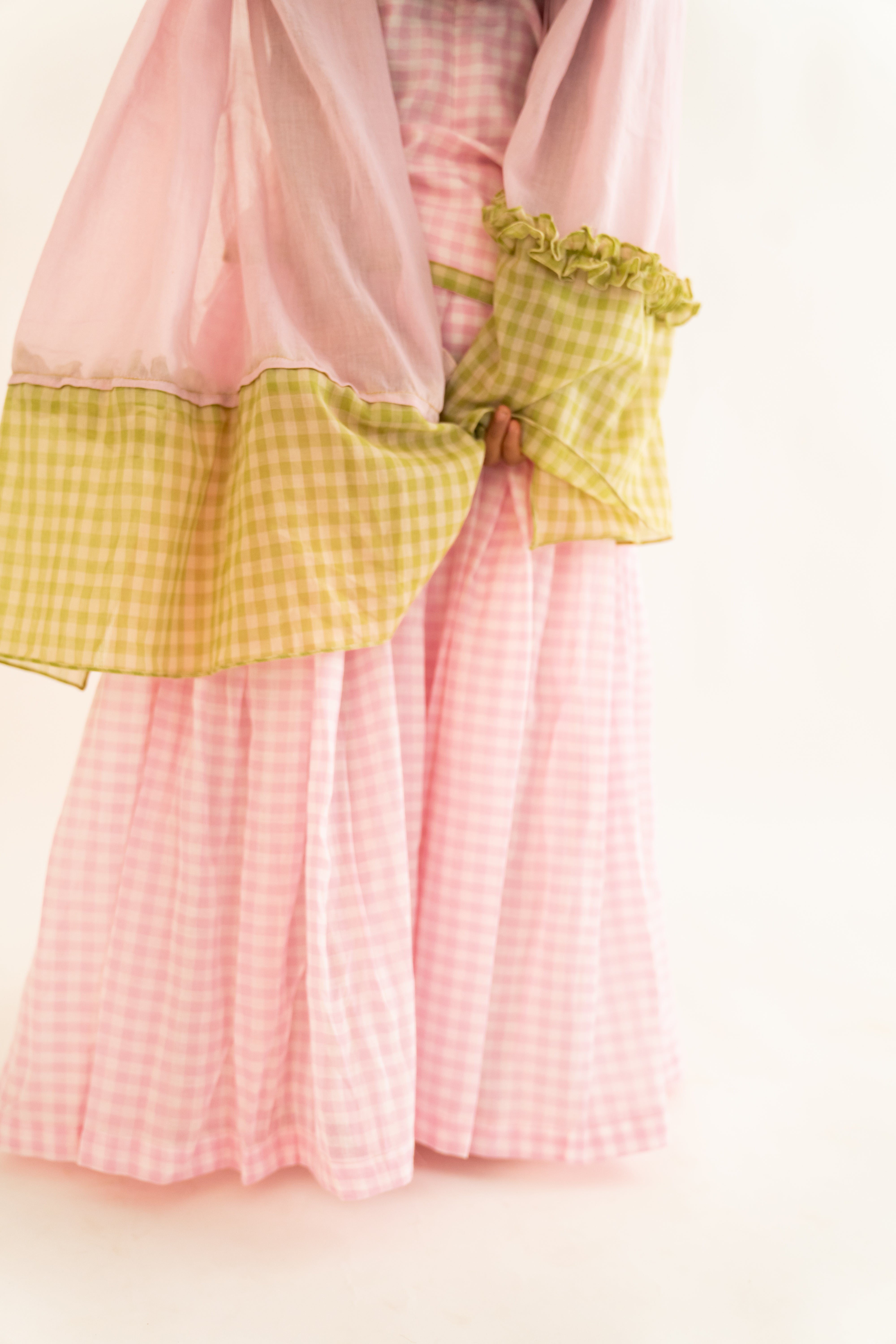 Pink Gingham Skirt Set