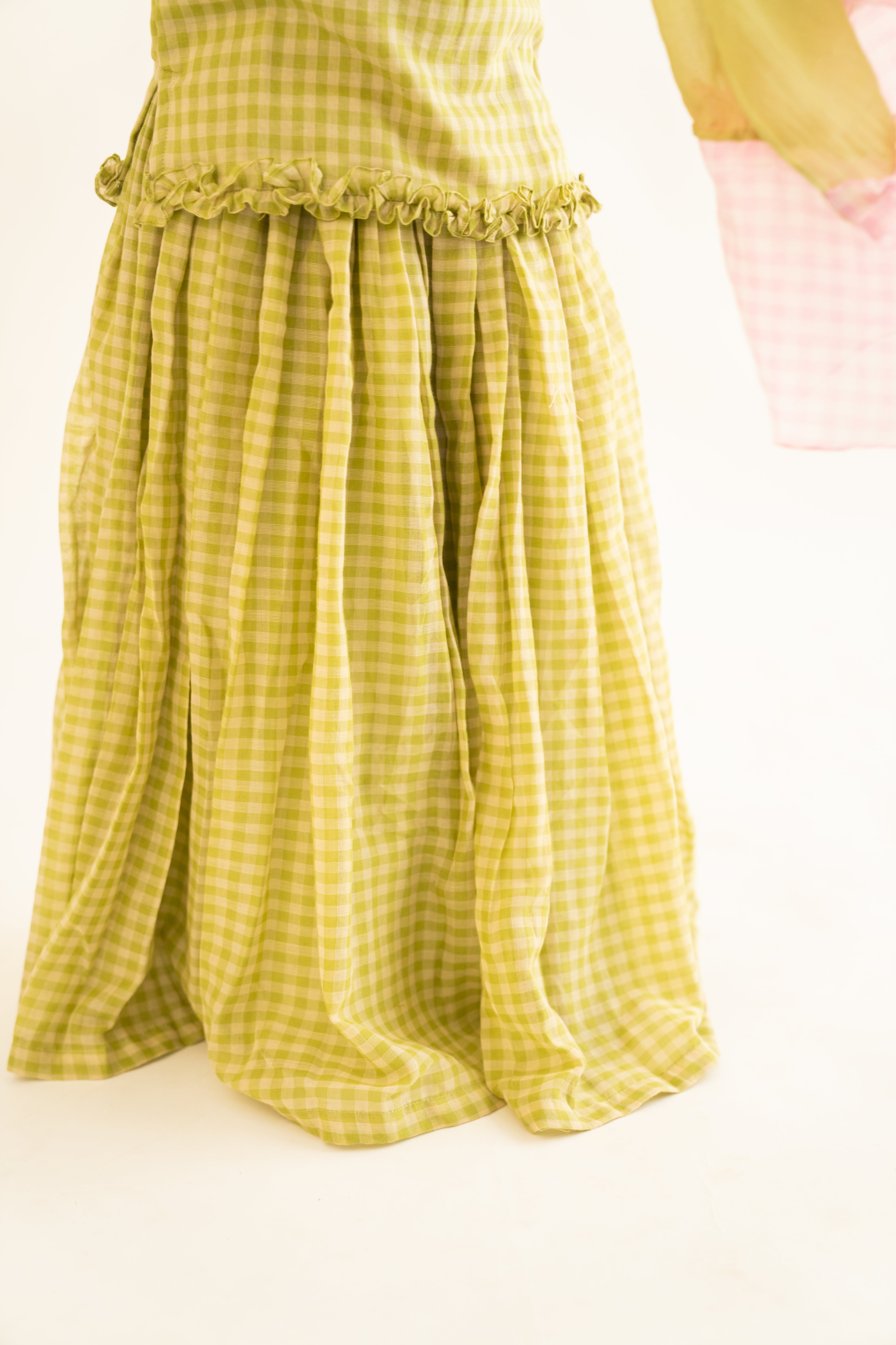 Green Gingham Skirt Set