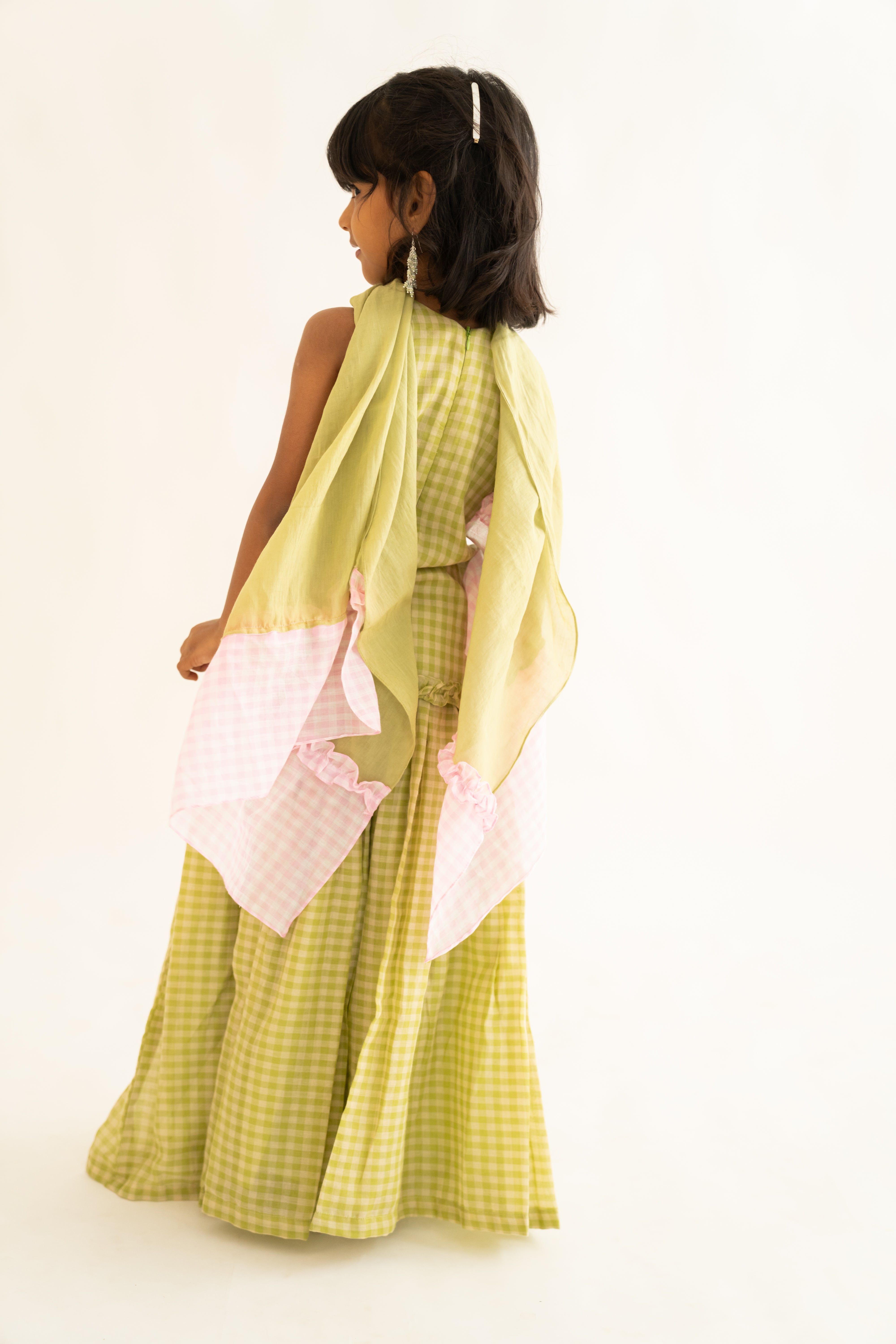 Green Gingham Skirt Set